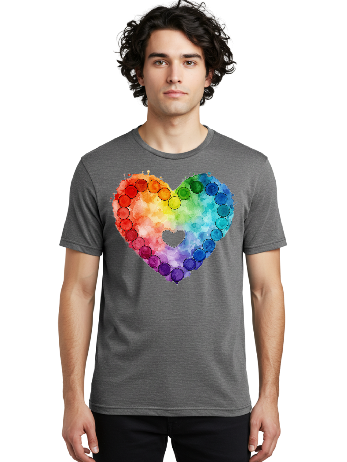 Rainbow-Heart-8 Men'S Graphic Tee, 100% Cotton, Comfortable Casual Summer Wear, Machine Washable, Vintage Camera, Old Camera, Antique Camera, Black Camera, Classic Photography, Photography Equipment, Nostalgic Device, Film Camera, Camera Art Baj738
