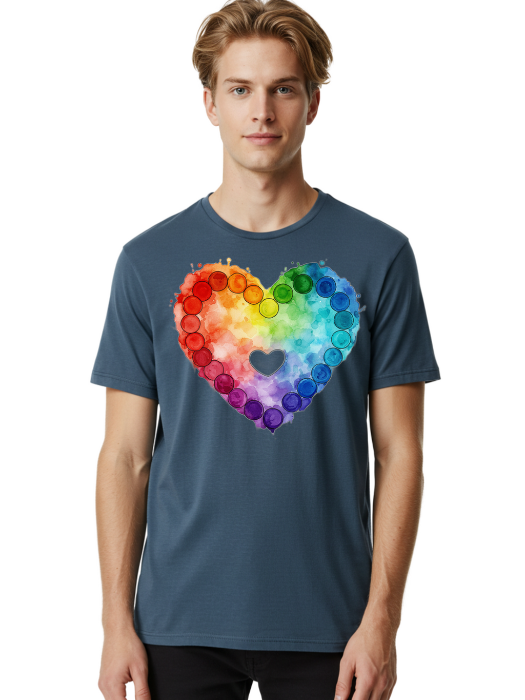 Rainbow-Heart-8 Men'S Graphic Tee, 100% Cotton, Comfortable Casual Summer Wear, Machine Washable, Vintage Camera, Old Camera, Antique Camera, Black Camera, Classic Photography, Photography Equipment, Nostalgic Device, Film Camera, Camera Art Baj738