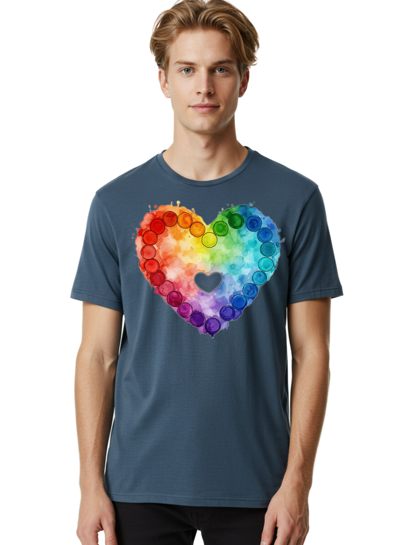 Rainbow-Heart-8 Men'S Graphic Tee, 100% Cotton, Comfortable Casual Summer Wear, Machine Washable, Vintage Camera, Old Camera, Antique Camera, Black Camera, Classic Photography, Photography Equipment, Nostalgic Device, Film Camera, Camera Art Baj738