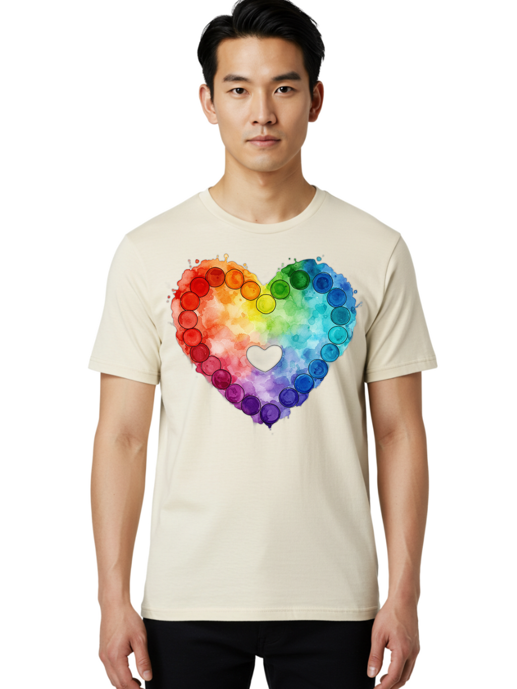 Rainbow-Heart-8 Men'S Graphic Tee, 100% Cotton, Comfortable Casual Summer Wear, Machine Washable, Vintage Camera, Old Camera, Antique Camera, Black Camera, Classic Photography, Photography Equipment, Nostalgic Device, Film Camera, Camera Art Baj738