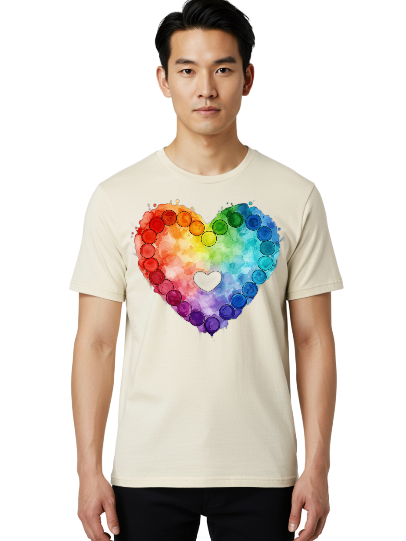 Rainbow-Heart-8 Men'S Graphic Tee, 100% Cotton, Comfortable Casual Summer Wear, Machine Washable, Vintage Camera, Old Camera, Antique Camera, Black Camera, Classic Photography, Photography Equipment, Nostalgic Device, Film Camera, Camera Art Baj738
