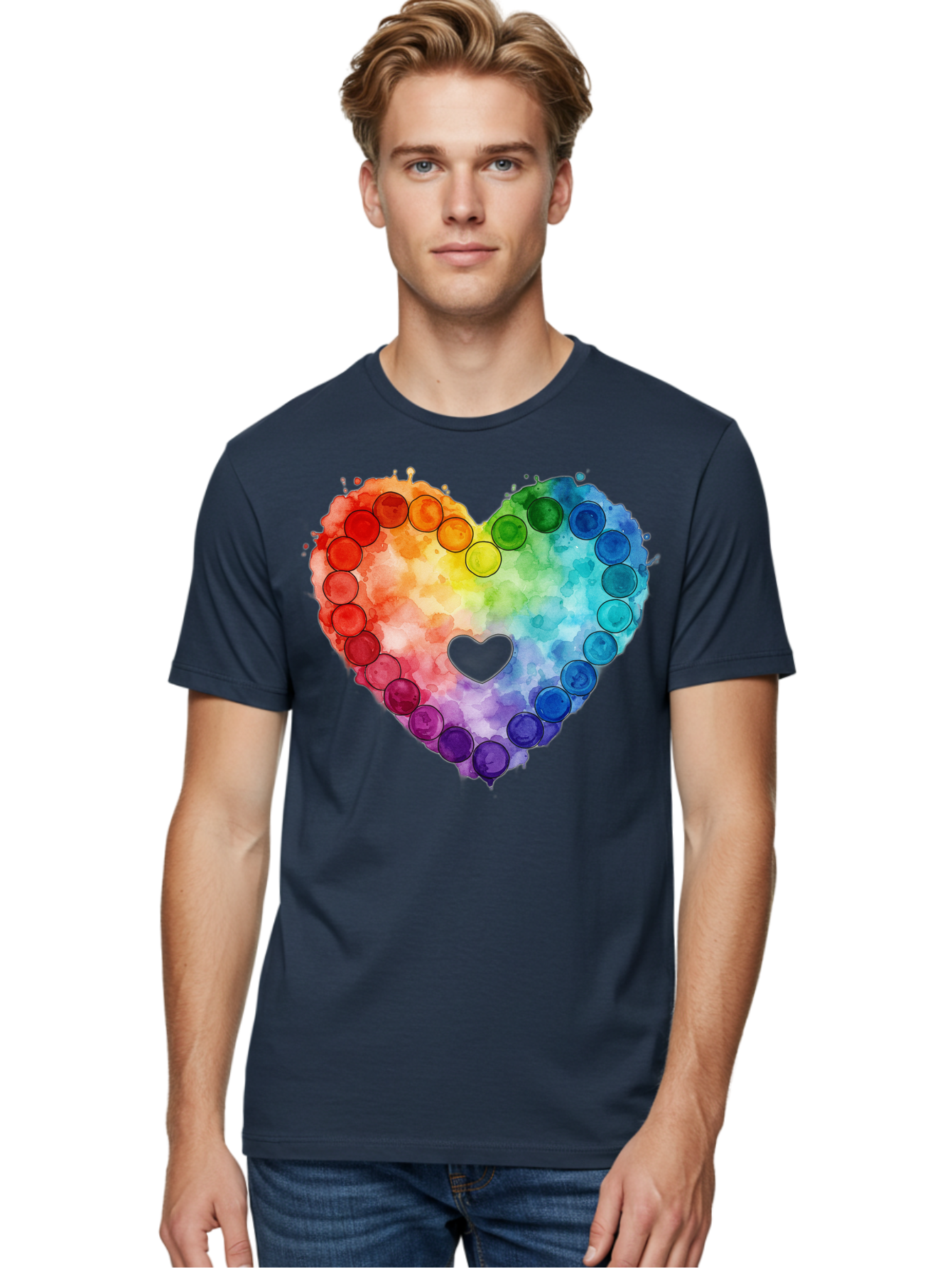 Rainbow-Heart-8 Men'S Graphic Tee, 100% Cotton, Comfortable Casual Summer Wear, Machine Washable, Vintage Camera, Old Camera, Antique Camera, Black Camera, Classic Photography, Photography Equipment, Nostalgic Device, Film Camera, Camera Art Baj738