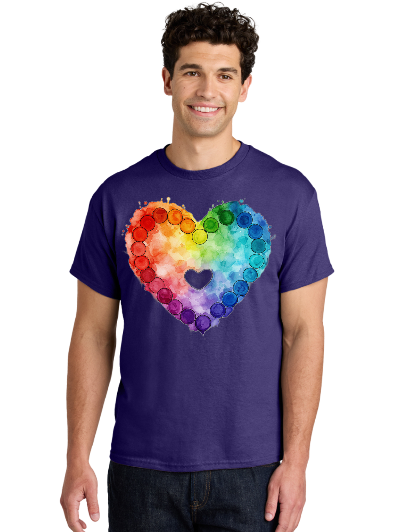 Rainbow-Heart-8 Men'S Graphic Tee, 100% Cotton, Comfortable Casual Summer Wear, Machine Washable, Vintage Camera, Old Camera, Antique Camera, Black Camera, Classic Photography, Photography Equipment, Nostalgic Device, Film Camera, Camera Art Baj738