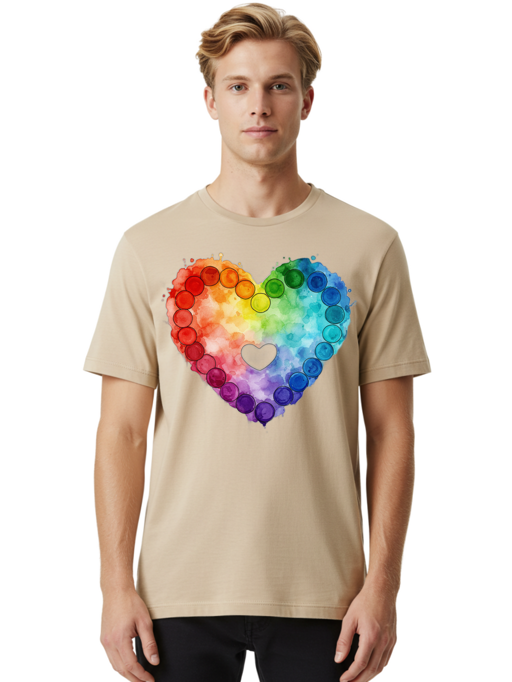 Rainbow-Heart-8 Men'S Graphic Tee, 100% Cotton, Comfortable Casual Summer Wear, Machine Washable, Vintage Camera, Old Camera, Antique Camera, Black Camera, Classic Photography, Photography Equipment, Nostalgic Device, Film Camera, Camera Art Baj738