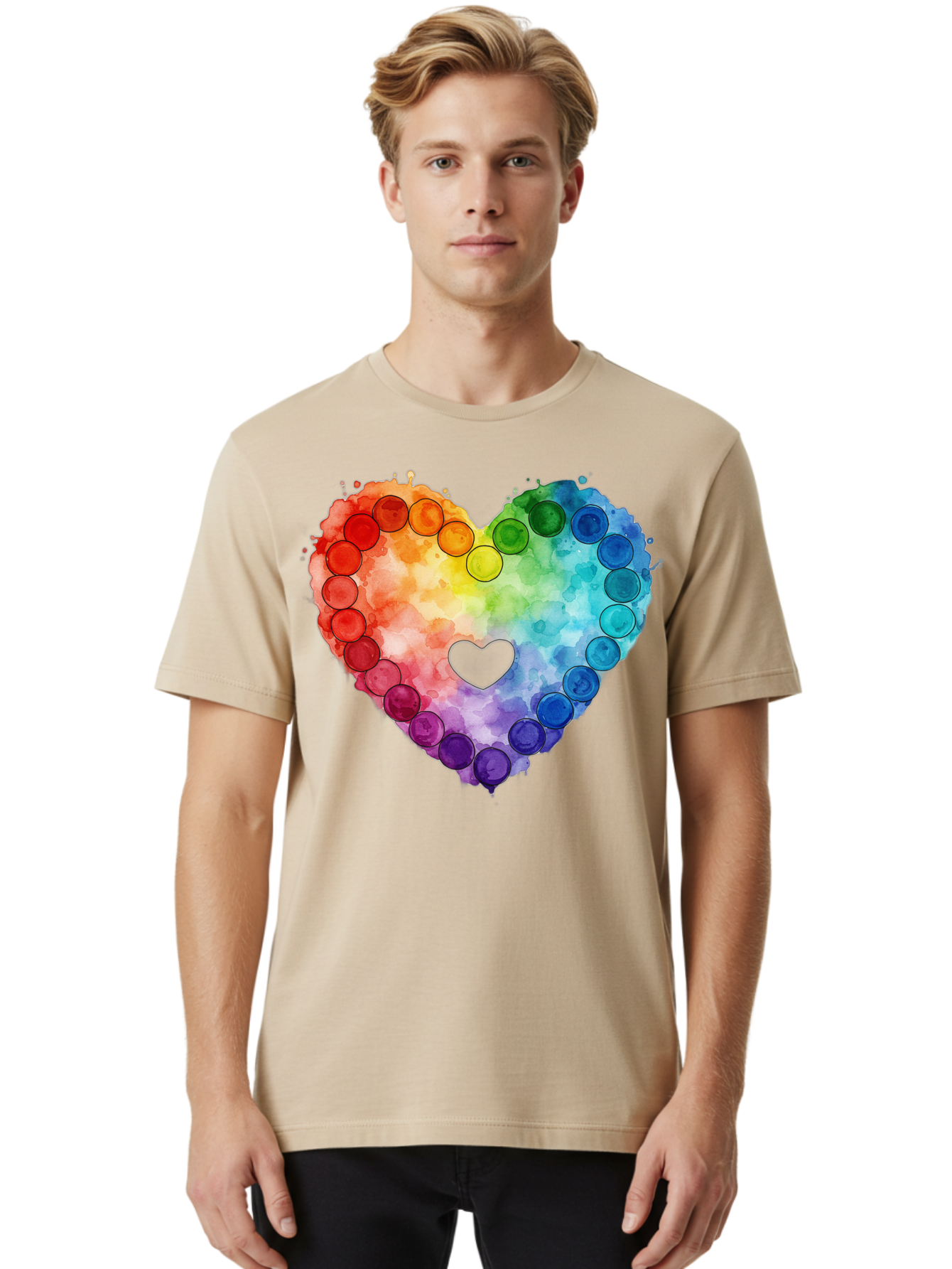 Rainbow-Heart-8 Men'S Graphic Tee, 100% Cotton, Comfortable Casual Summer Wear, Machine Washable, Vintage Camera, Old Camera, Antique Camera, Black Camera, Classic Photography, Photography Equipment, Nostalgic Device, Film Camera, Camera Art Baj738