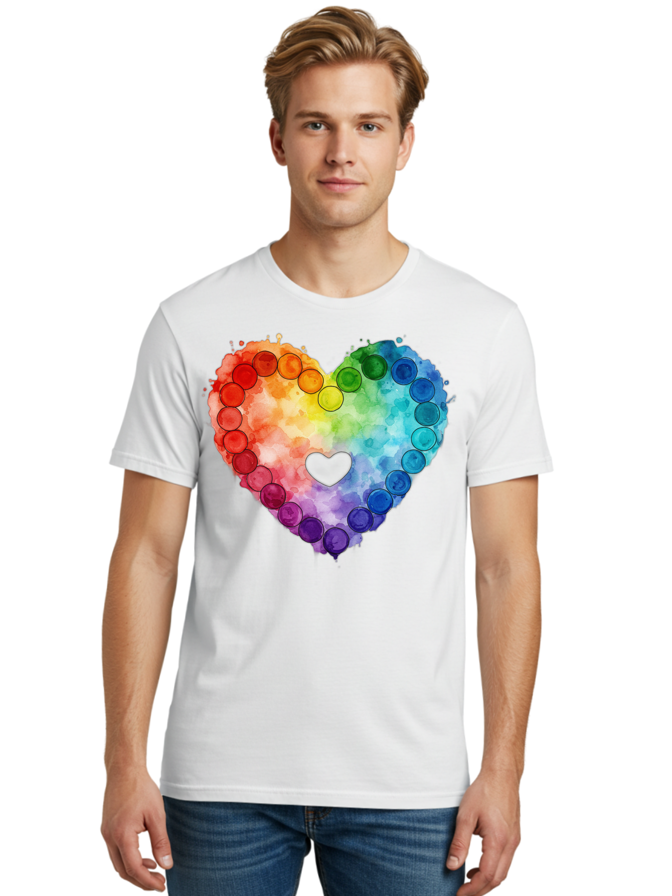 Rainbow-Heart-8 Men'S Graphic Tee, 100% Cotton, Comfortable Casual Summer Wear, Machine Washable, Vintage Camera, Old Camera, Antique Camera, Black Camera, Classic Photography, Photography Equipment, Nostalgic Device, Film Camera, Camera Art Baj738