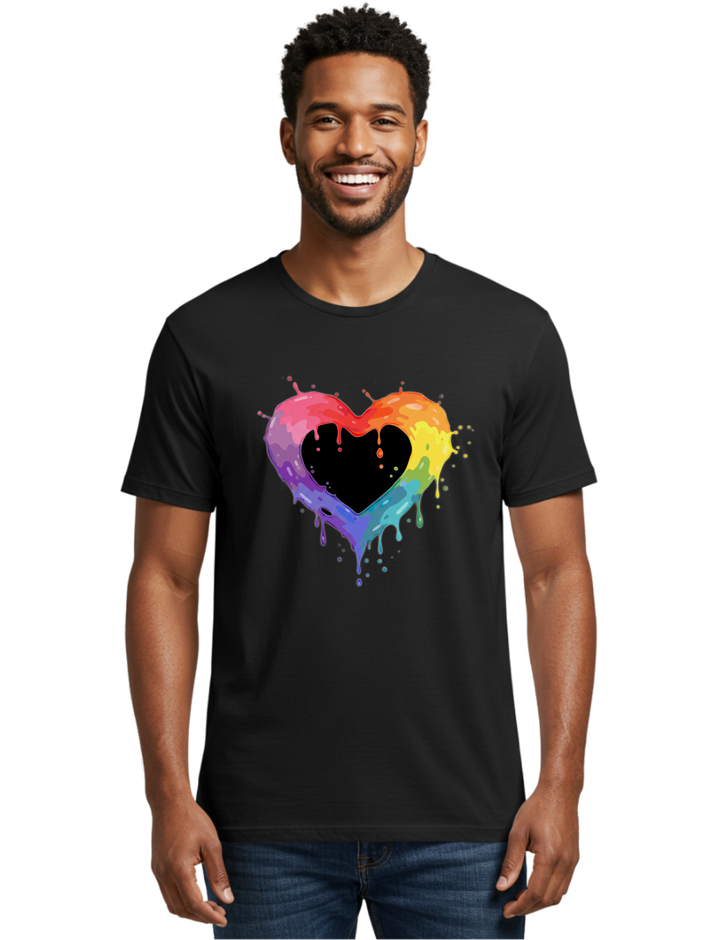 Rainbow-Heart-9 Men'S Graphic Tee, 100% Cotton, Comfortable Casual Summer Wear, Machine Washable, Vintage Camera, Old Camera, Antique Camera, Black Camera, Classic Photography, Photography Equipment, Nostalgic Device, Film Camera, Camera Art Baj739