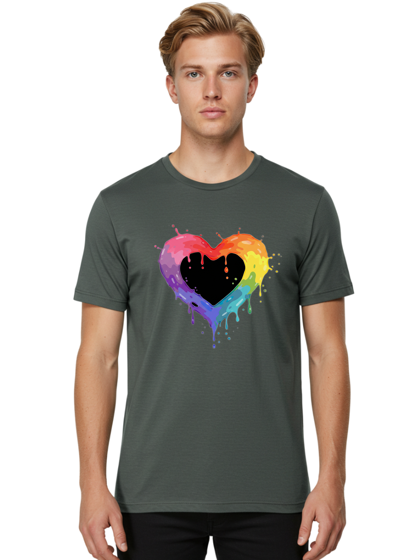 Rainbow-Heart-9 Men'S Graphic Tee, 100% Cotton, Comfortable Casual Summer Wear, Machine Washable, Vintage Camera, Old Camera, Antique Camera, Black Camera, Classic Photography, Photography Equipment, Nostalgic Device, Film Camera, Camera Art Baj739