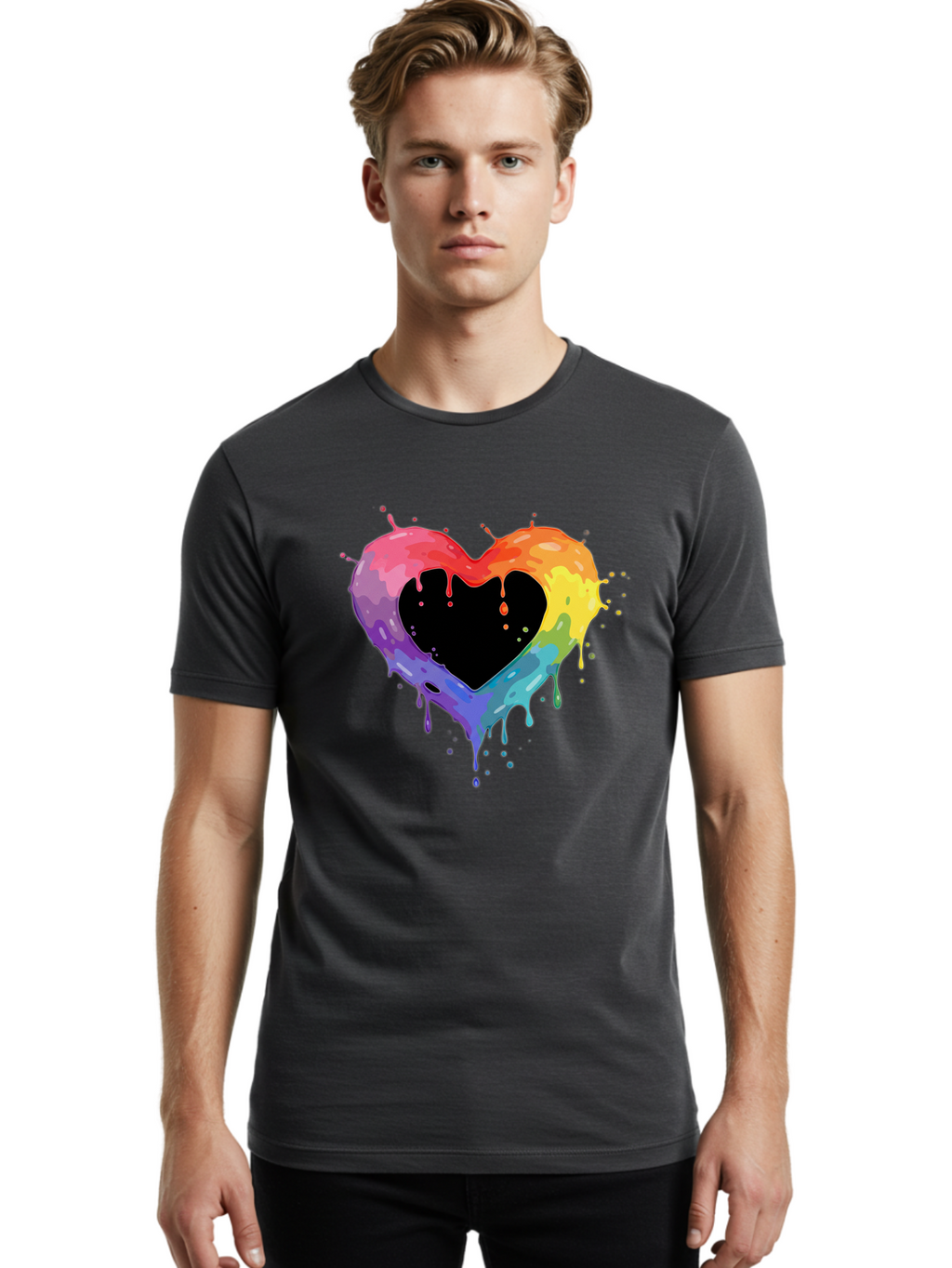 Rainbow-Heart-9 Men'S Graphic Tee, 100% Cotton, Comfortable Casual Summer Wear, Machine Washable, Vintage Camera, Old Camera, Antique Camera, Black Camera, Classic Photography, Photography Equipment, Nostalgic Device, Film Camera, Camera Art Baj739