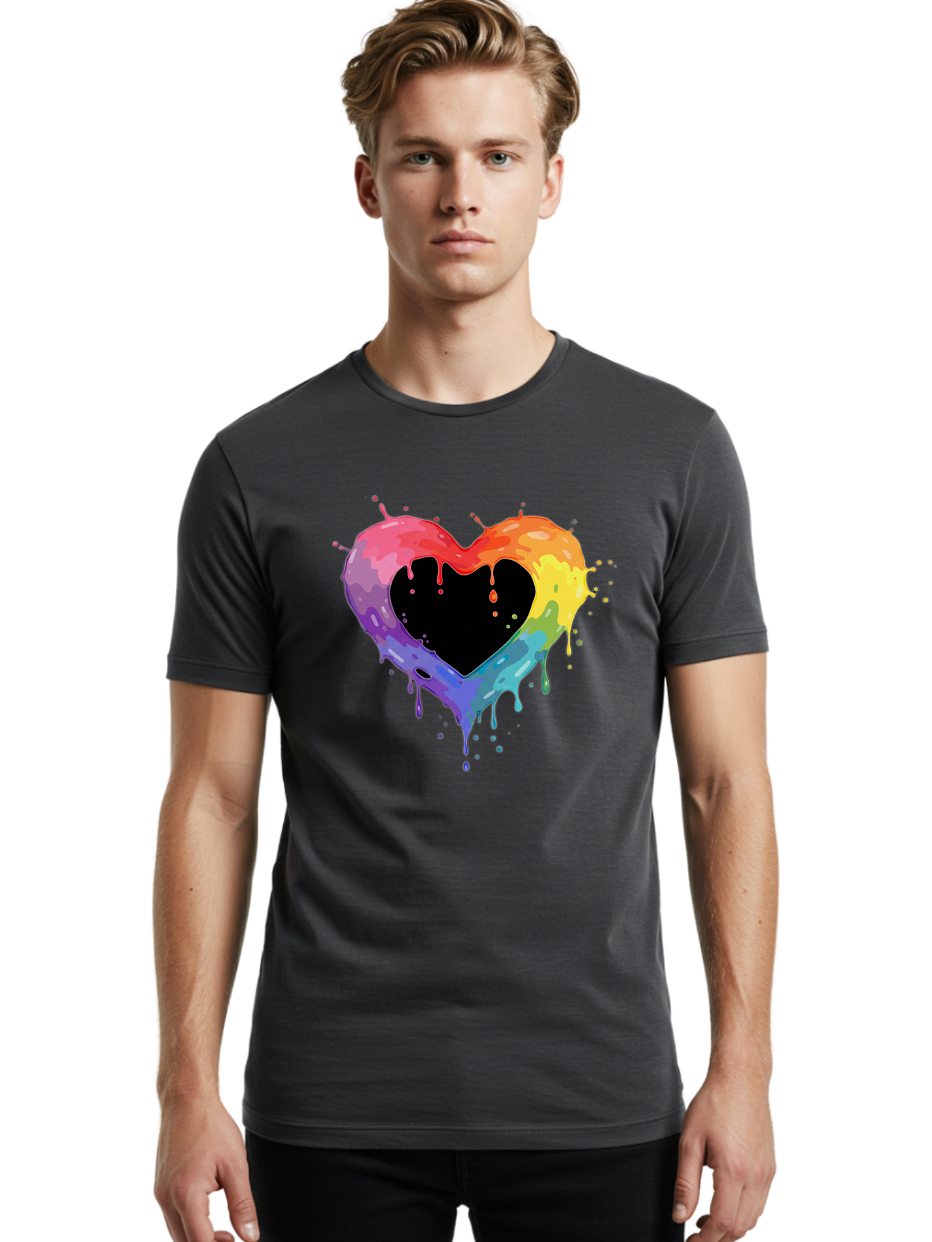 Rainbow-Heart-9 Men'S Graphic Tee, 100% Cotton, Comfortable Casual Summer Wear, Machine Washable, Vintage Camera, Old Camera, Antique Camera, Black Camera, Classic Photography, Photography Equipment, Nostalgic Device, Film Camera, Camera Art Baj739