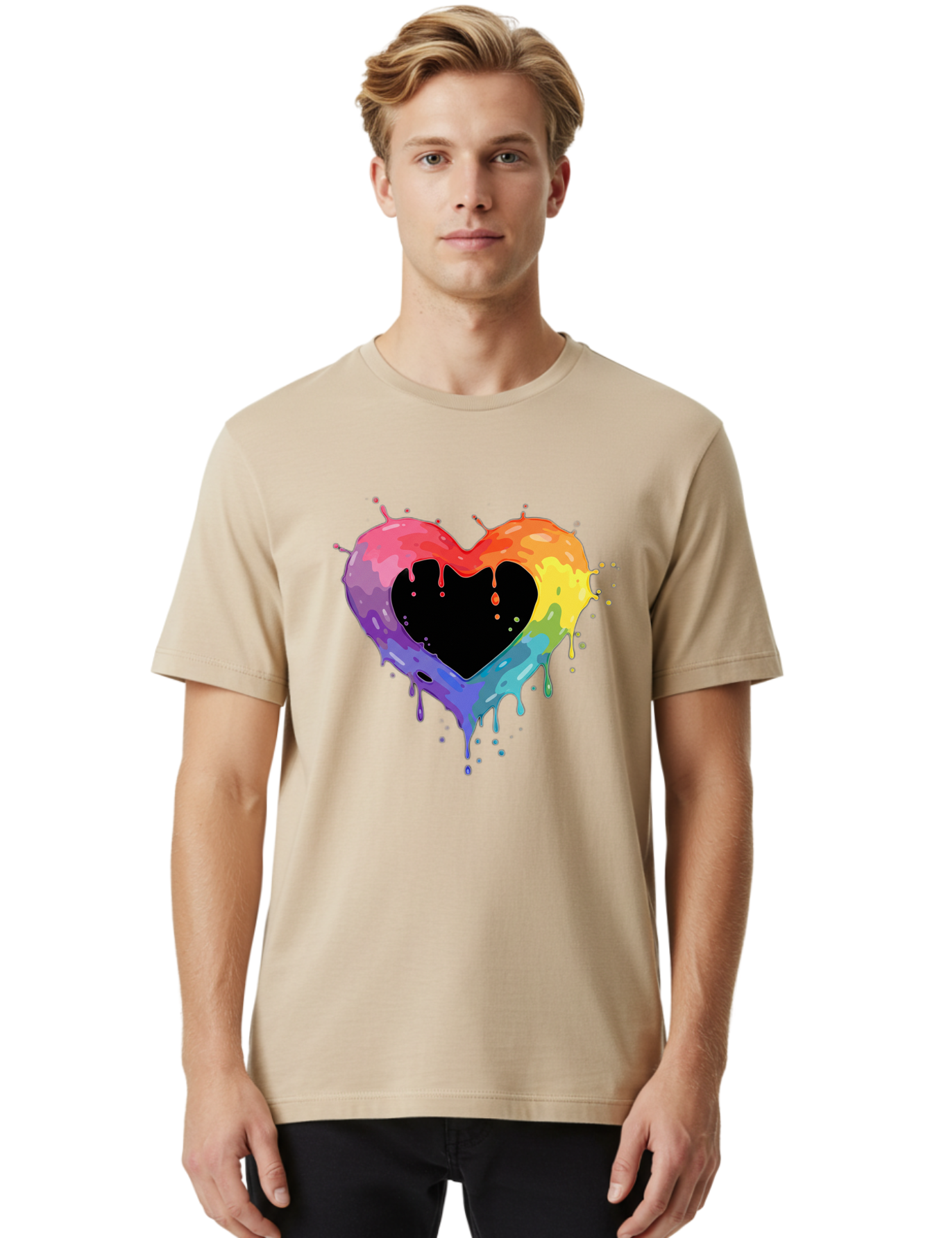 Rainbow-Heart-9 Men'S Graphic Tee, 100% Cotton, Comfortable Casual Summer Wear, Machine Washable, Vintage Camera, Old Camera, Antique Camera, Black Camera, Classic Photography, Photography Equipment, Nostalgic Device, Film Camera, Camera Art Baj739