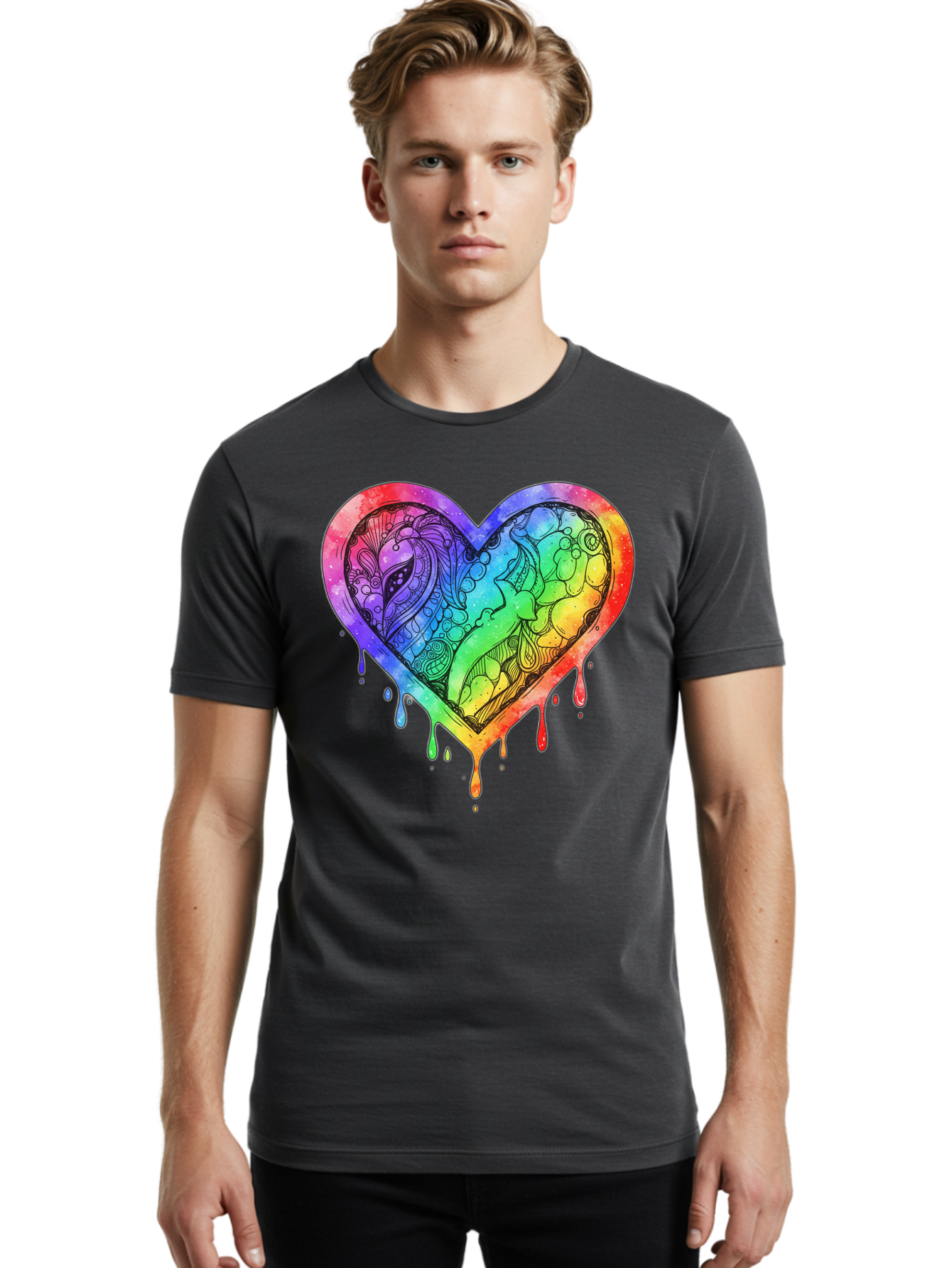 Rainbow-Heart-Koi Men'S Graphic Tee, 100% Cotton, Comfortable Casual Summer Wear, Machine Washable, Vintage Camera, Old Camera, Antique Camera, Black Camera, Classic Photography, Photography Equipment, Nostalgic Device, Film Camera, Camera Art Baj740