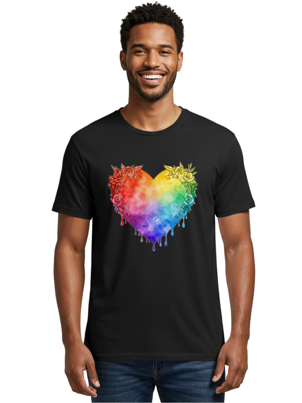 Rainbow-Heart-With-Roses Men'S Graphic Tee, 100% Cotton, Comfortable Casual Summer Wear, Machine Washable, Vintage Camera, Old Camera, Antique Camera, Black Camera, Classic Photography, Photography Equipment, Nostalgic Device, Film Camera, Baj741