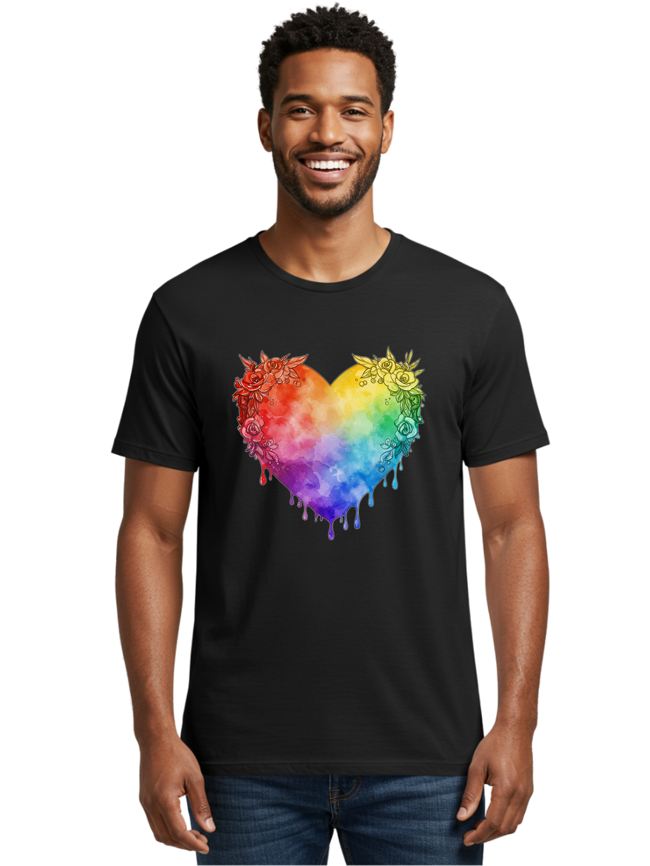 Rainbow-Heart-With-Roses Men'S Graphic Tee, 100% Cotton, Comfortable Casual Summer Wear, Machine Washable, Vintage Camera, Old Camera, Antique Camera, Black Camera, Classic Photography, Photography Equipment, Nostalgic Device, Film Camera, Baj741