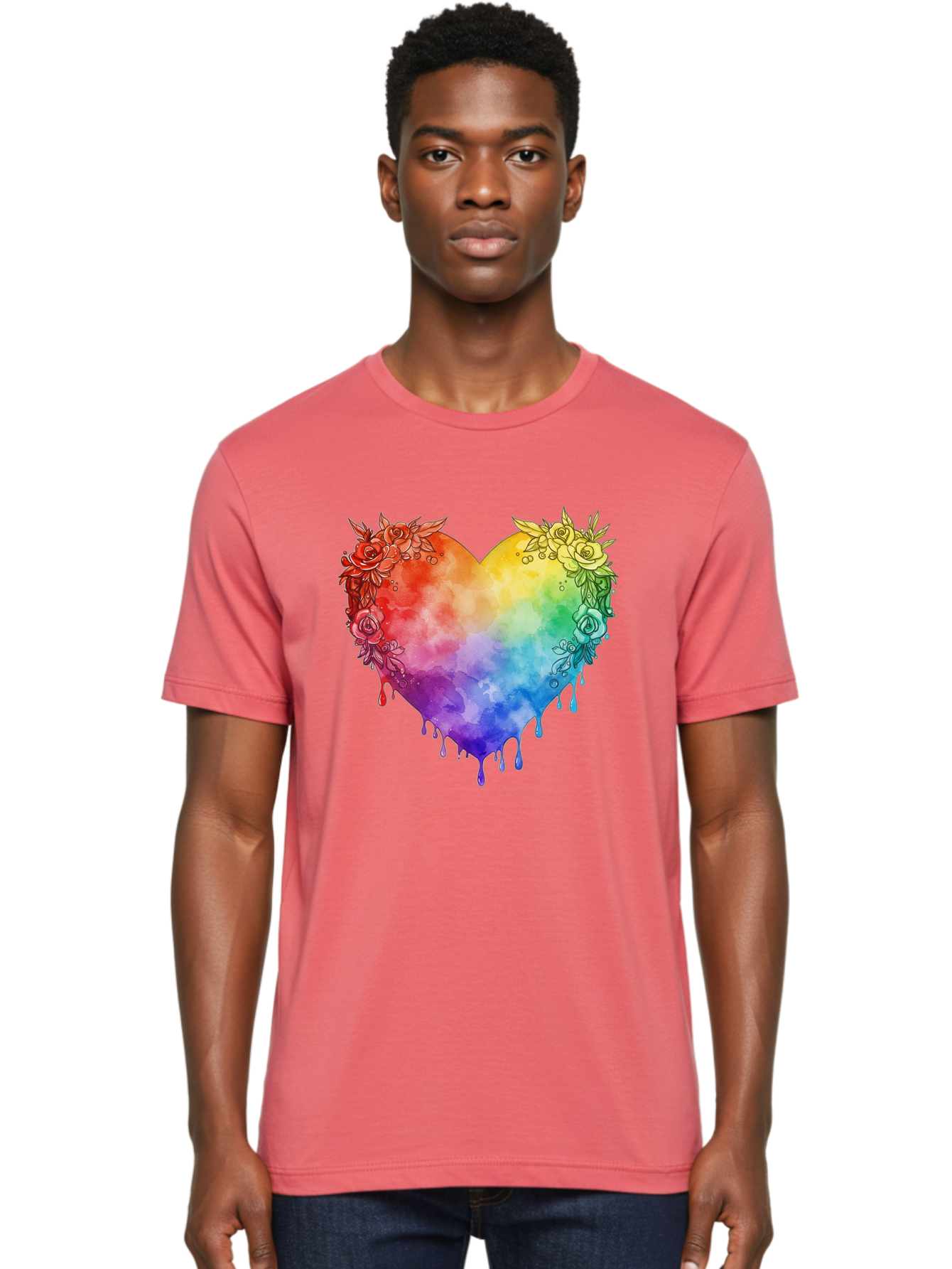 Rainbow-Heart-With-Roses Men'S Graphic Tee, 100% Cotton, Comfortable Casual Summer Wear, Machine Washable, Vintage Camera, Old Camera, Antique Camera, Black Camera, Classic Photography, Photography Equipment, Nostalgic Device, Film Camera, Baj741