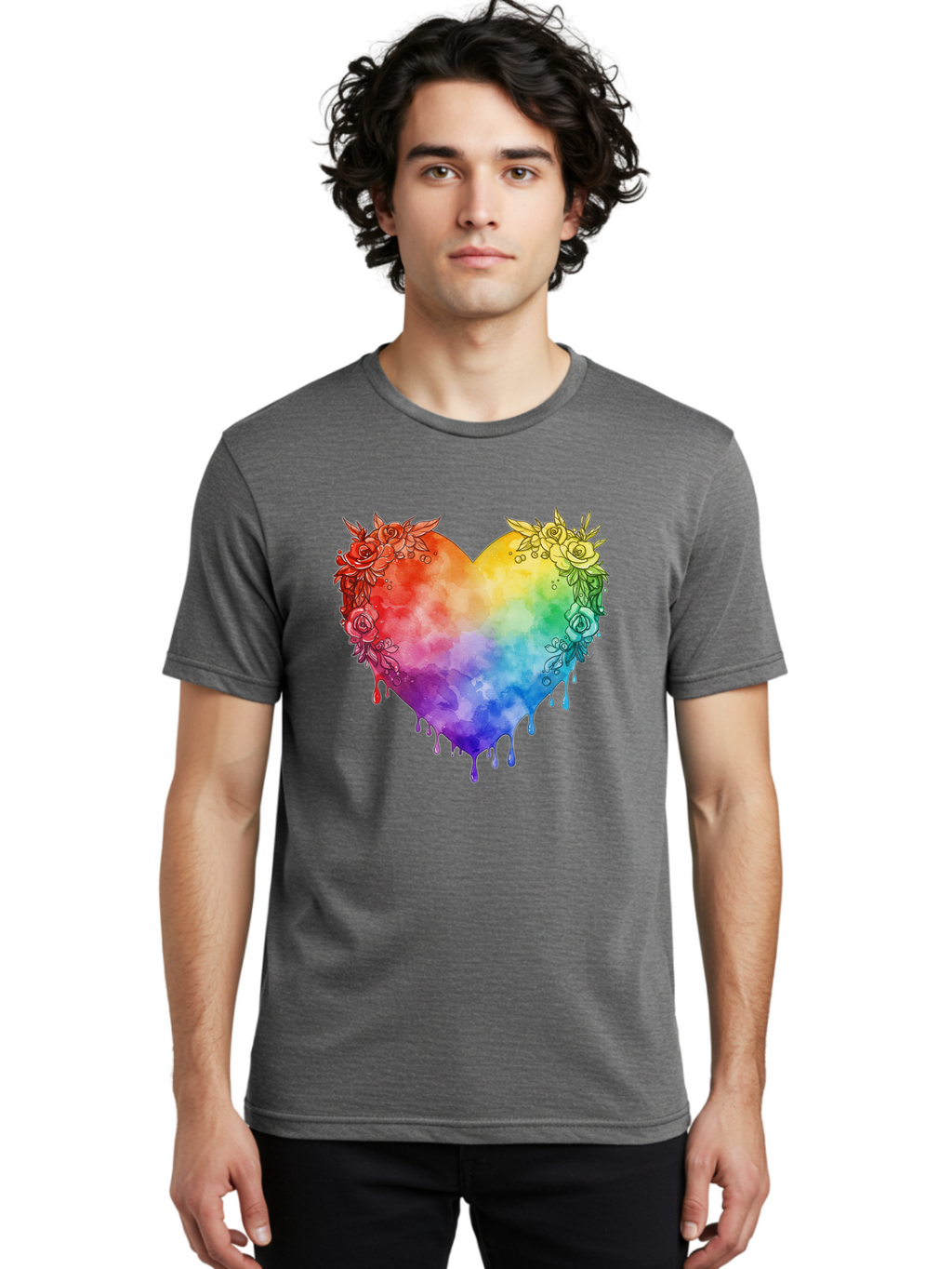 Rainbow-Heart-With-Roses Men'S Graphic Tee, 100% Cotton, Comfortable Casual Summer Wear, Machine Washable, Vintage Camera, Old Camera, Antique Camera, Black Camera, Classic Photography, Photography Equipment, Nostalgic Device, Film Camera, Baj741