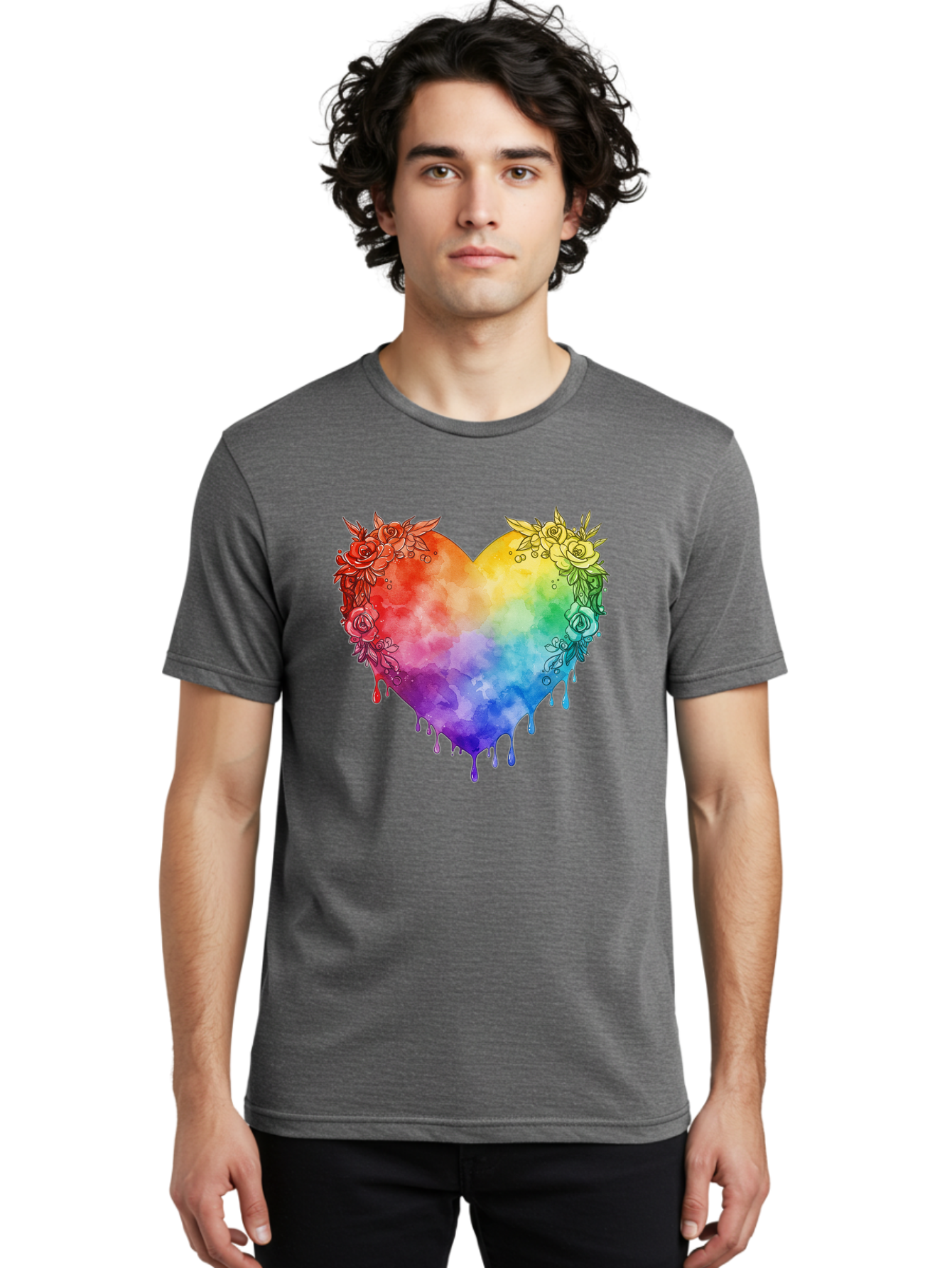 Rainbow-Heart-With-Roses Men'S Graphic Tee, 100% Cotton, Comfortable Casual Summer Wear, Machine Washable, Vintage Camera, Old Camera, Antique Camera, Black Camera, Classic Photography, Photography Equipment, Nostalgic Device, Film Camera, Baj741