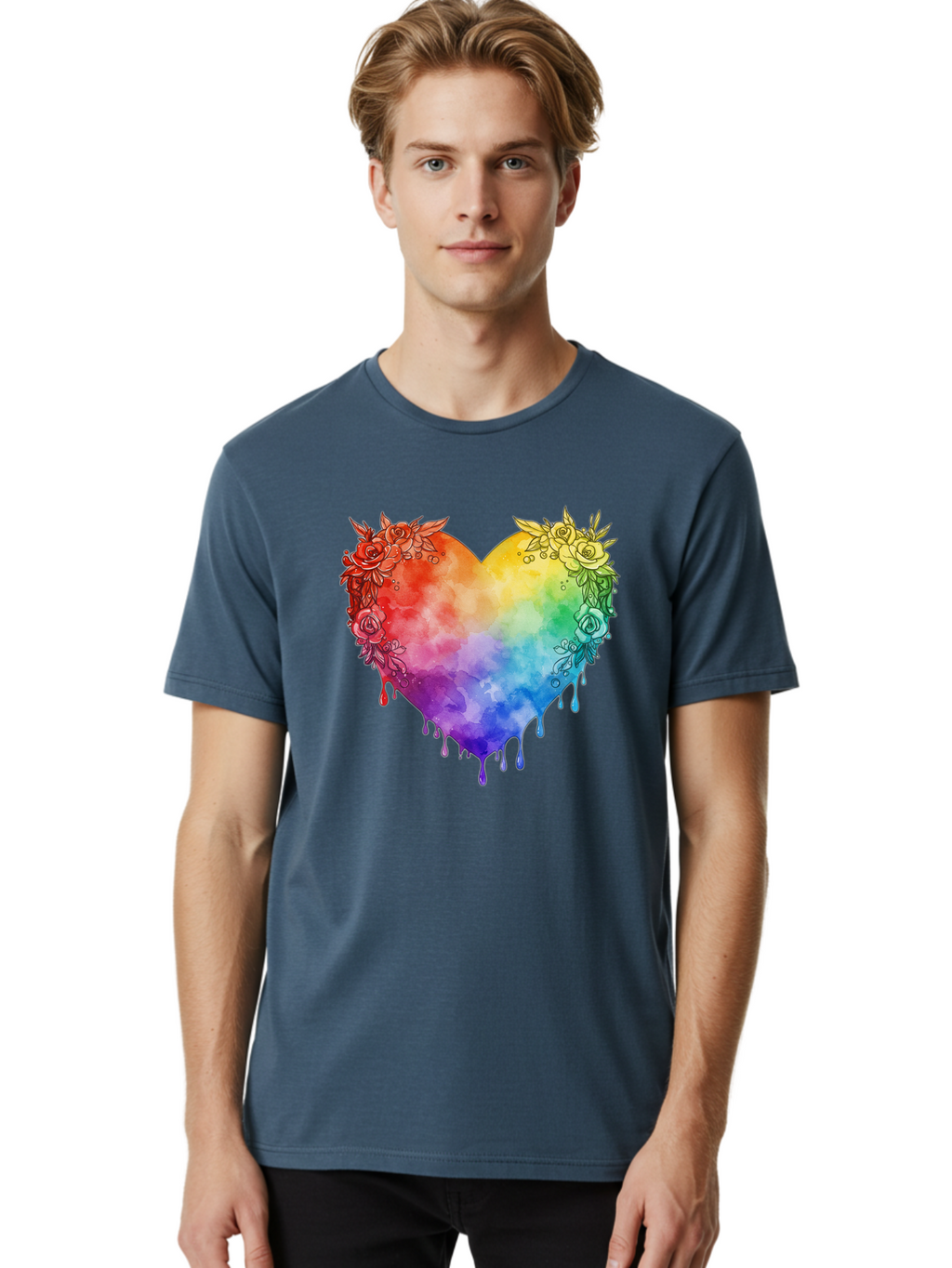 Rainbow-Heart-With-Roses Men'S Graphic Tee, 100% Cotton, Comfortable Casual Summer Wear, Machine Washable, Vintage Camera, Old Camera, Antique Camera, Black Camera, Classic Photography, Photography Equipment, Nostalgic Device, Film Camera, Baj741