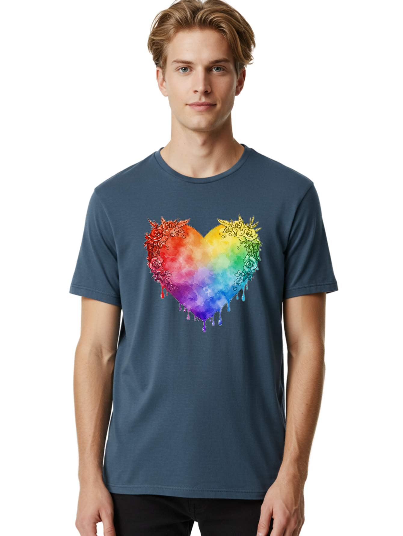 Rainbow-Heart-With-Roses Men'S Graphic Tee, 100% Cotton, Comfortable Casual Summer Wear, Machine Washable, Vintage Camera, Old Camera, Antique Camera, Black Camera, Classic Photography, Photography Equipment, Nostalgic Device, Film Camera, Baj741