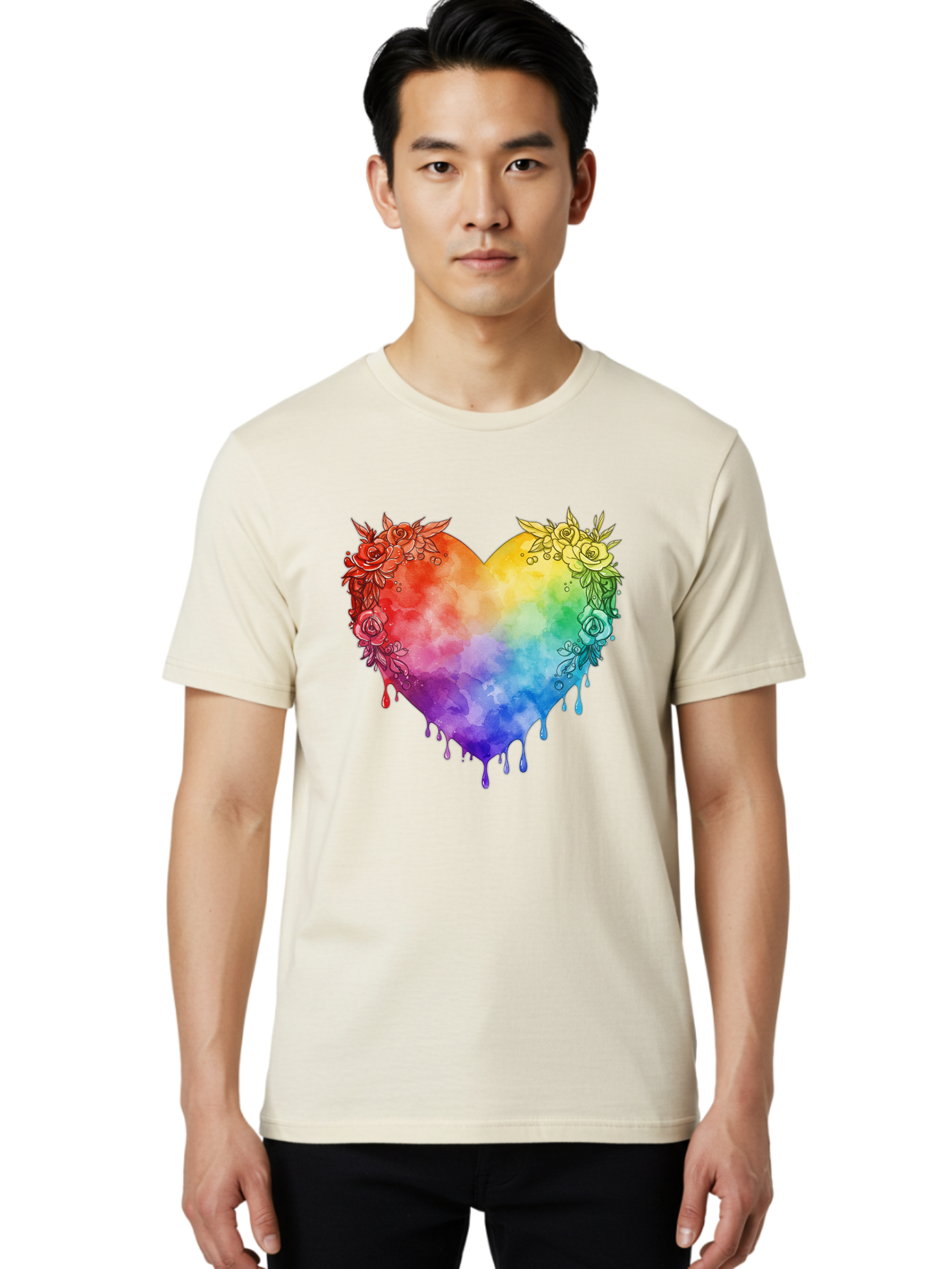 Rainbow-Heart-With-Roses Men'S Graphic Tee, 100% Cotton, Comfortable Casual Summer Wear, Machine Washable, Vintage Camera, Old Camera, Antique Camera, Black Camera, Classic Photography, Photography Equipment, Nostalgic Device, Film Camera, Baj741