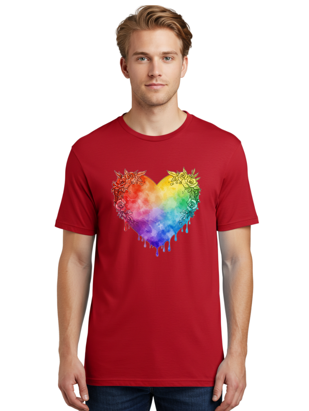 Rainbow-Heart-With-Roses Men'S Graphic Tee, 100% Cotton, Comfortable Casual Summer Wear, Machine Washable, Vintage Camera, Old Camera, Antique Camera, Black Camera, Classic Photography, Photography Equipment, Nostalgic Device, Film Camera, Baj741