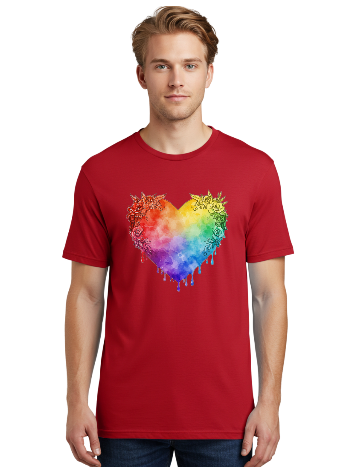 Rainbow-Heart-With-Roses Men'S Graphic Tee, 100% Cotton, Comfortable Casual Summer Wear, Machine Washable, Vintage Camera, Old Camera, Antique Camera, Black Camera, Classic Photography, Photography Equipment, Nostalgic Device, Film Camera, Baj741