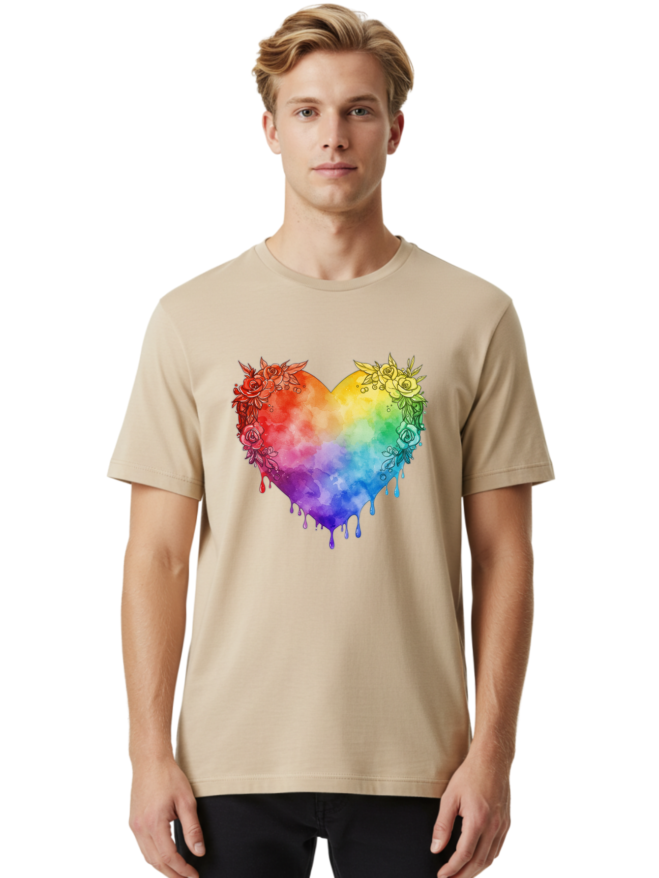 Rainbow-Heart-With-Roses Men'S Graphic Tee, 100% Cotton, Comfortable Casual Summer Wear, Machine Washable, Vintage Camera, Old Camera, Antique Camera, Black Camera, Classic Photography, Photography Equipment, Nostalgic Device, Film Camera, Baj741