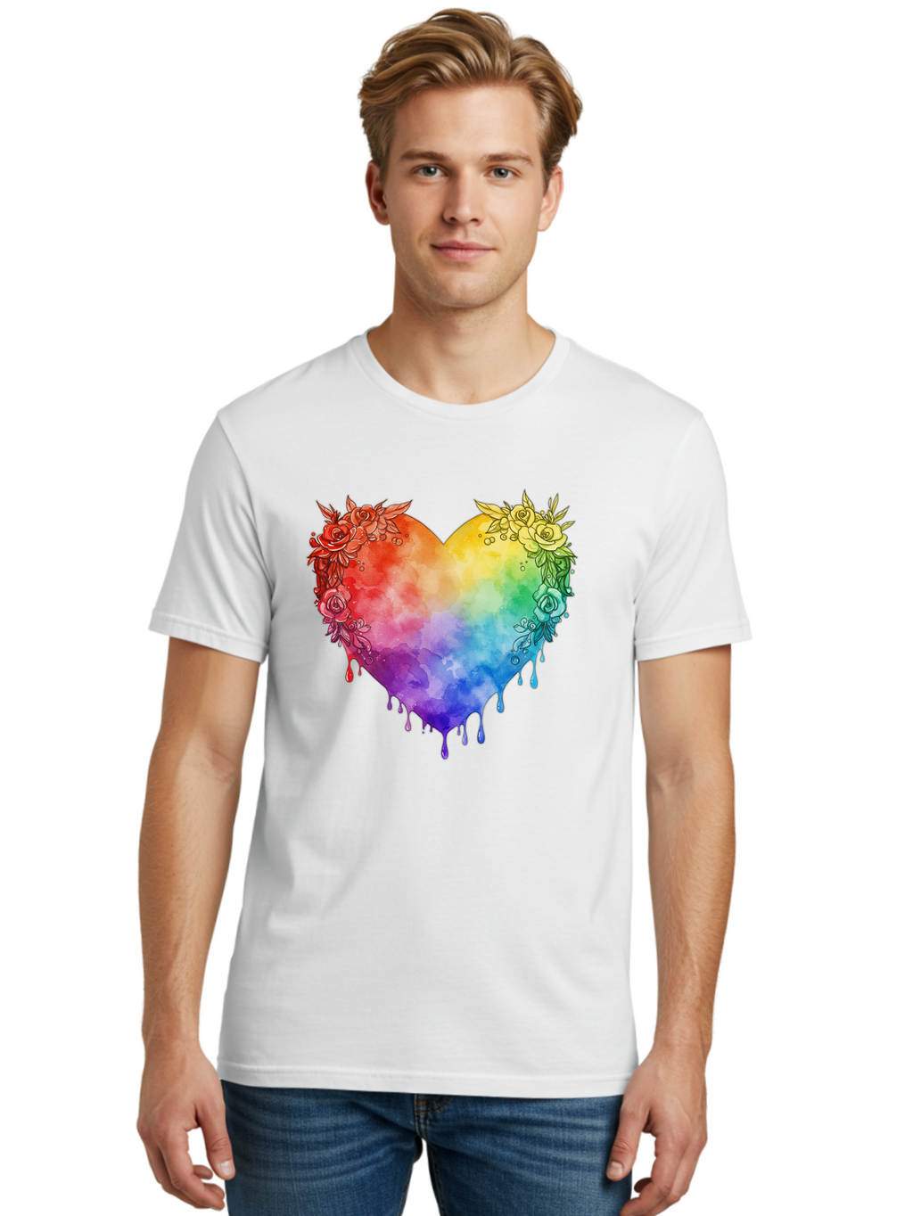 Rainbow-Heart-With-Roses Men'S Graphic Tee, 100% Cotton, Comfortable Casual Summer Wear, Machine Washable, Vintage Camera, Old Camera, Antique Camera, Black Camera, Classic Photography, Photography Equipment, Nostalgic Device, Film Camera, Baj741