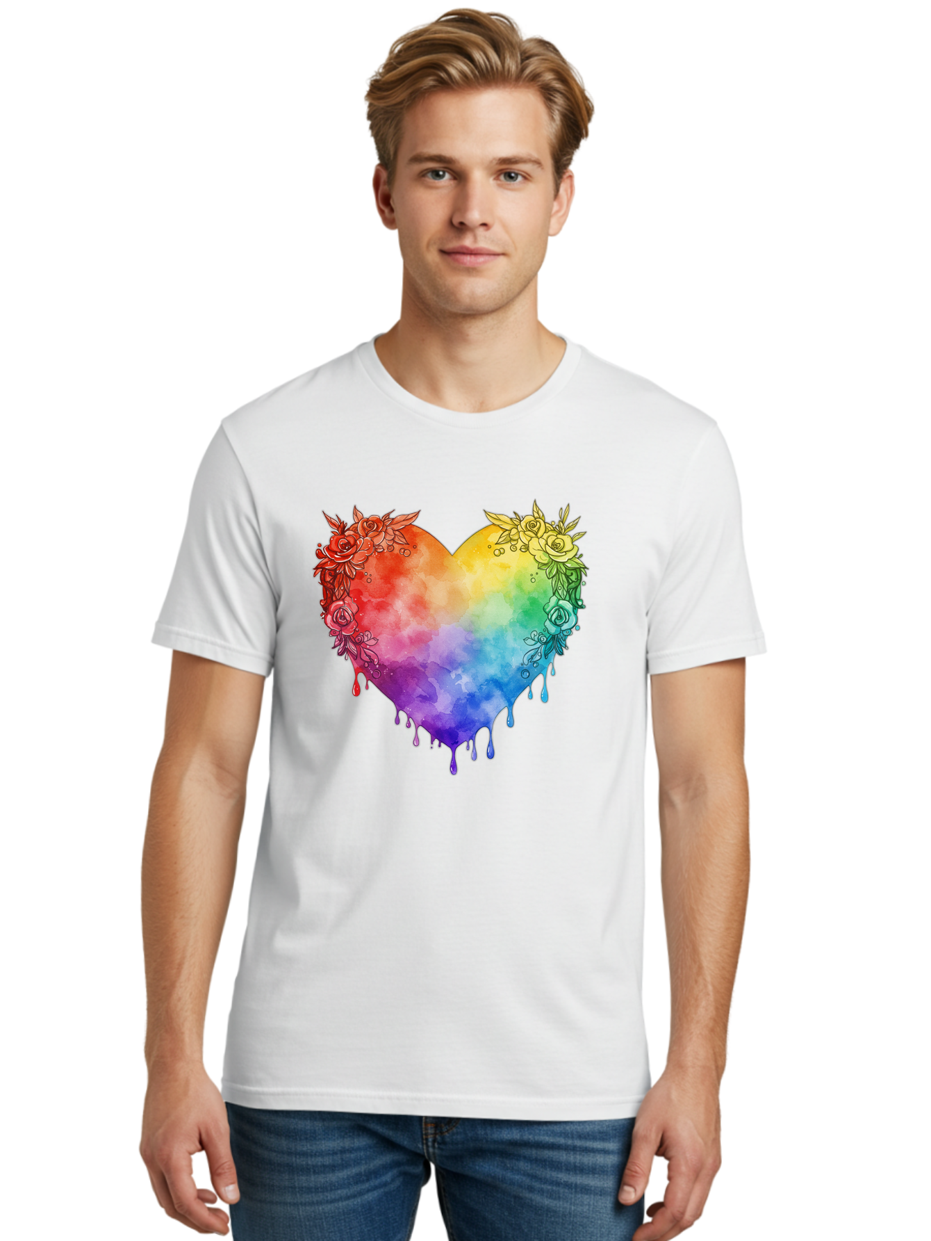 Rainbow-Heart-With-Roses Men'S Graphic Tee, 100% Cotton, Comfortable Casual Summer Wear, Machine Washable, Vintage Camera, Old Camera, Antique Camera, Black Camera, Classic Photography, Photography Equipment, Nostalgic Device, Film Camera, Baj741