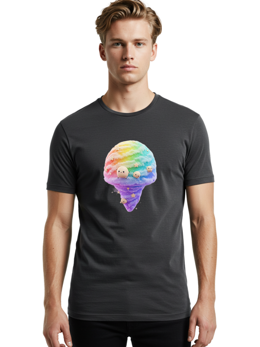 Rainbow-Ice-Cream Men'S Graphic Tee, 100% Cotton, Comfortable Casual Summer Wear, Machine Washable, Vintage Camera, Old Camera, Antique Camera, Black Camera, Classic Photography, Photography Equipment, Nostalgic Device, Film Camera, Camera Art Baj743