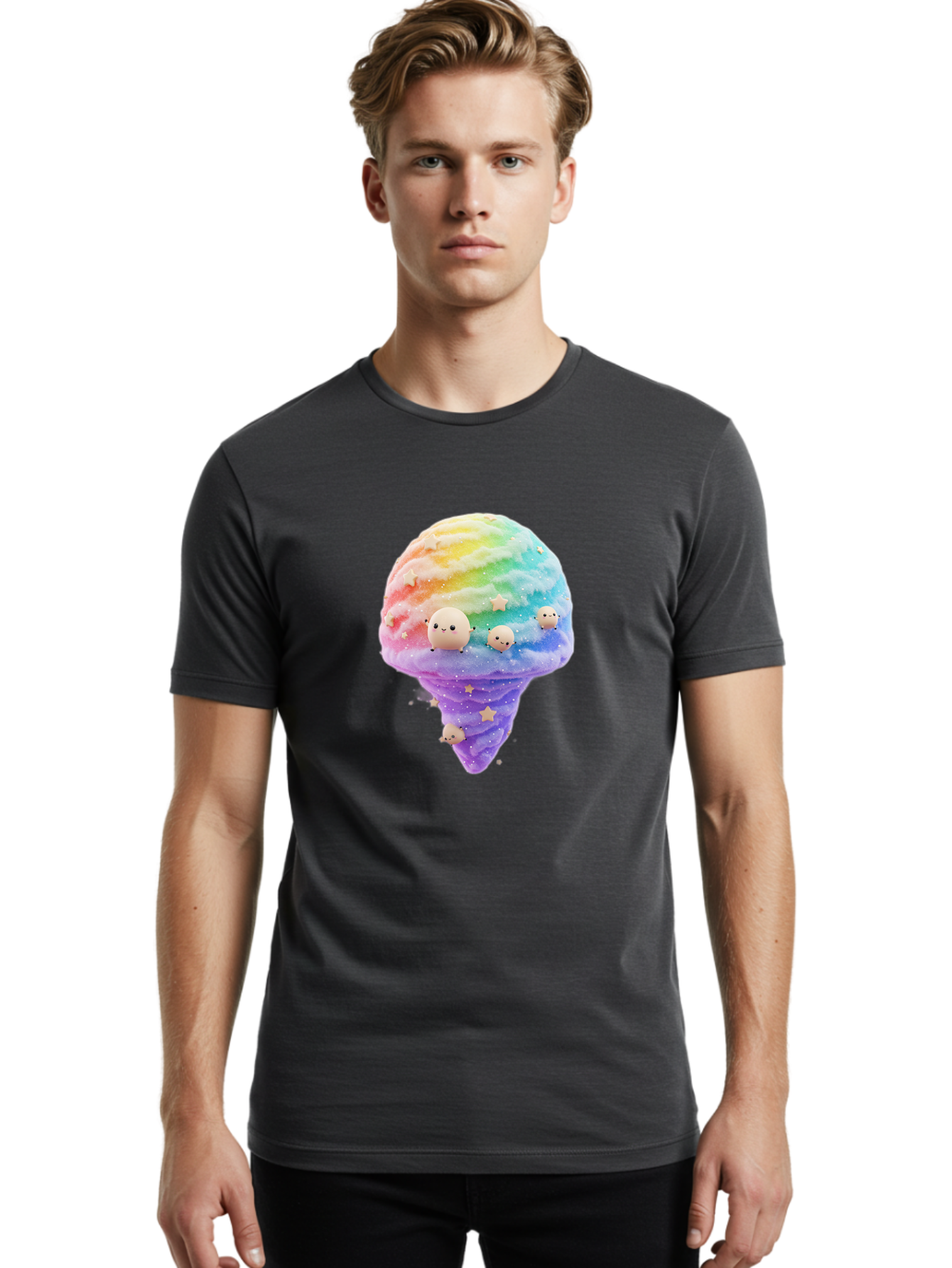 Rainbow-Ice-Cream Men'S Graphic Tee, 100% Cotton, Comfortable Casual Summer Wear, Machine Washable, Vintage Camera, Old Camera, Antique Camera, Black Camera, Classic Photography, Photography Equipment, Nostalgic Device, Film Camera, Camera Art Baj743