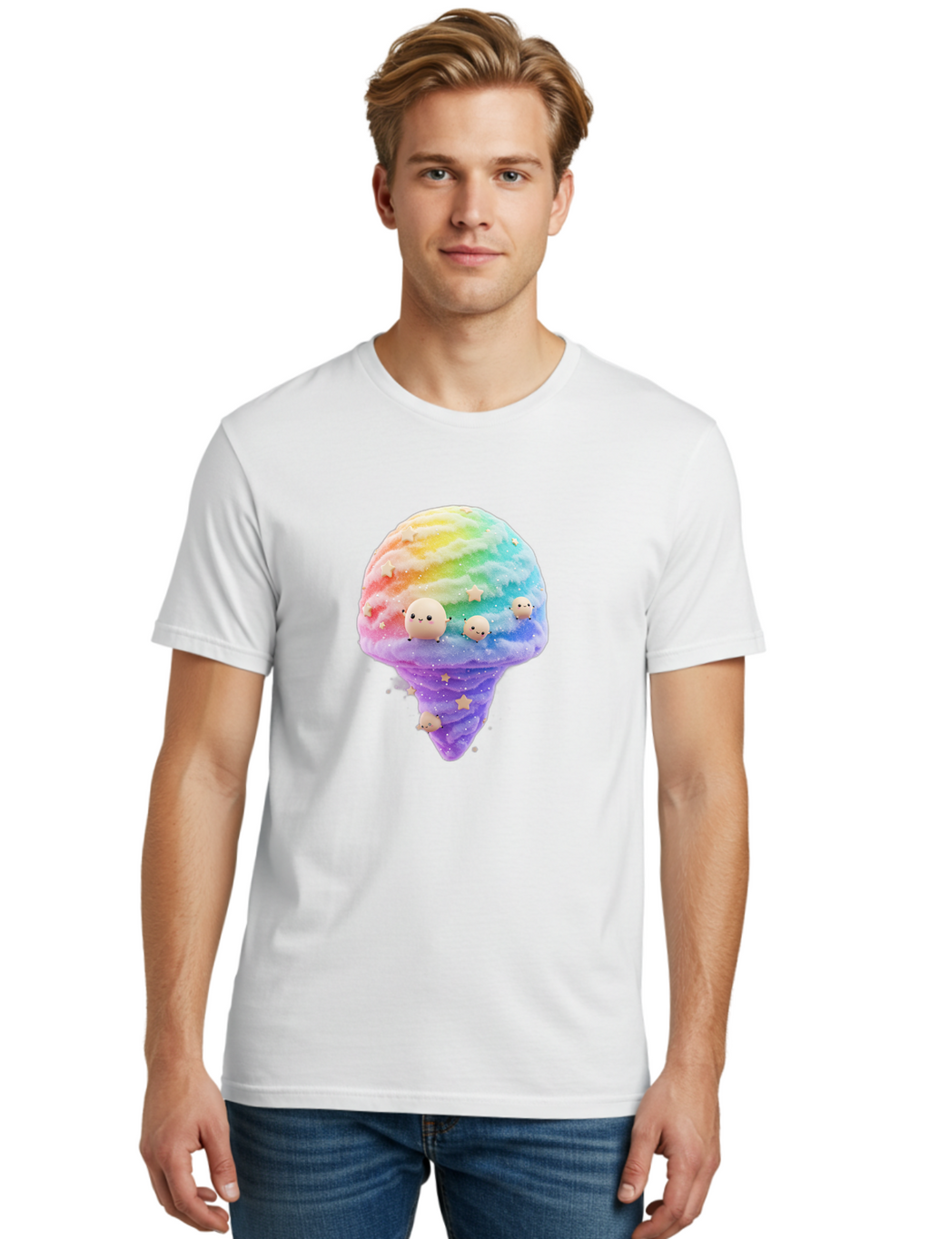 Rainbow-Ice-Cream Men'S Graphic Tee, 100% Cotton, Comfortable Casual Summer Wear, Machine Washable, Vintage Camera, Old Camera, Antique Camera, Black Camera, Classic Photography, Photography Equipment, Nostalgic Device, Film Camera, Camera Art Baj743