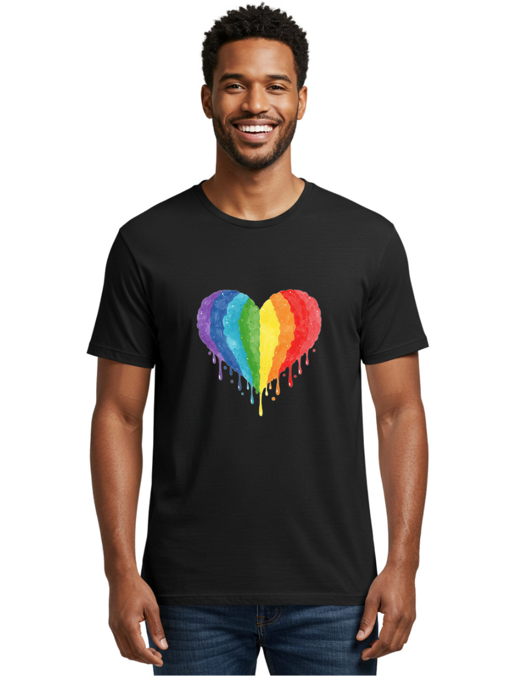 Rainbow-Melting-Heart Men'S Graphic Tee, 100% Cotton, Comfortable Casual Summer Wear, Machine Washable, Vintage Camera, Old Camera, Antique Camera, Black Camera, Classic Photography, Photography Equipment, Nostalgic Device, Film Camera, Baj744