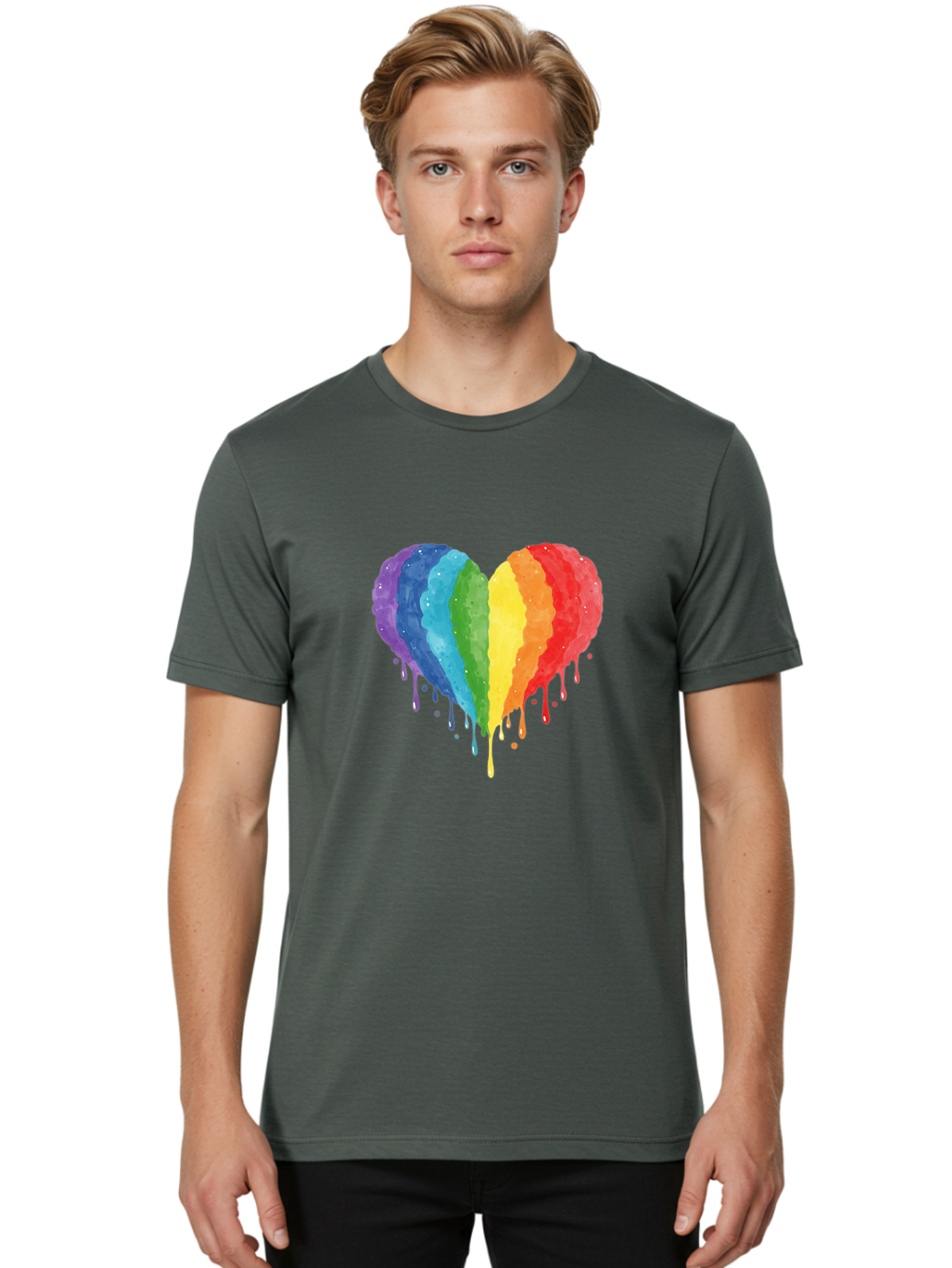 Rainbow-Melting-Heart Men'S Graphic Tee, 100% Cotton, Comfortable Casual Summer Wear, Machine Washable, Vintage Camera, Old Camera, Antique Camera, Black Camera, Classic Photography, Photography Equipment, Nostalgic Device, Film Camera, Baj744