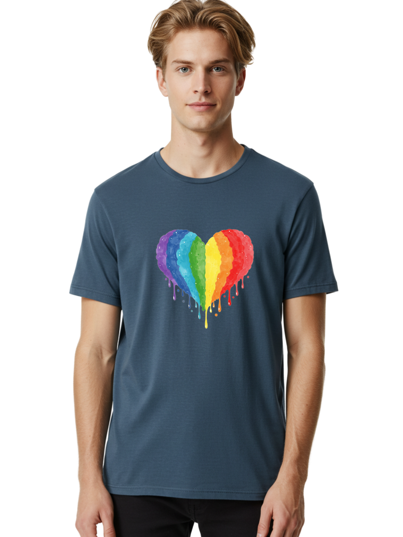 Rainbow-Melting-Heart Men'S Graphic Tee, 100% Cotton, Comfortable Casual Summer Wear, Machine Washable, Vintage Camera, Old Camera, Antique Camera, Black Camera, Classic Photography, Photography Equipment, Nostalgic Device, Film Camera, Baj744