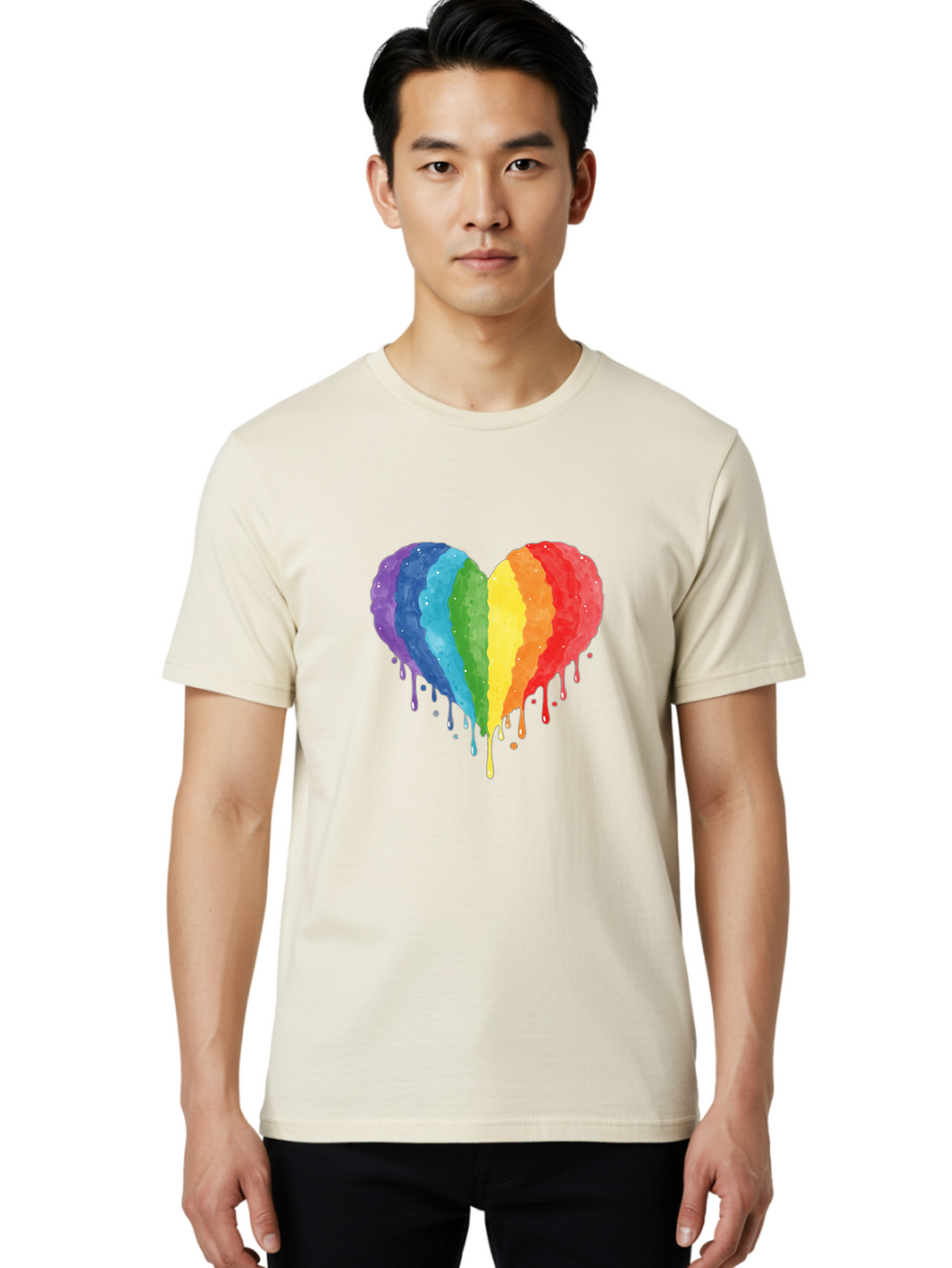 Rainbow-Melting-Heart Men'S Graphic Tee, 100% Cotton, Comfortable Casual Summer Wear, Machine Washable, Vintage Camera, Old Camera, Antique Camera, Black Camera, Classic Photography, Photography Equipment, Nostalgic Device, Film Camera, Baj744