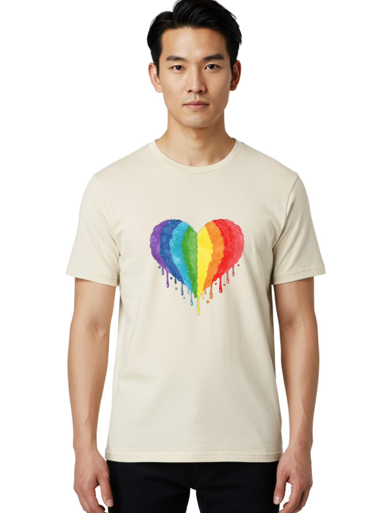 Rainbow-Melting-Heart Men'S Graphic Tee, 100% Cotton, Comfortable Casual Summer Wear, Machine Washable, Vintage Camera, Old Camera, Antique Camera, Black Camera, Classic Photography, Photography Equipment, Nostalgic Device, Film Camera, Baj744