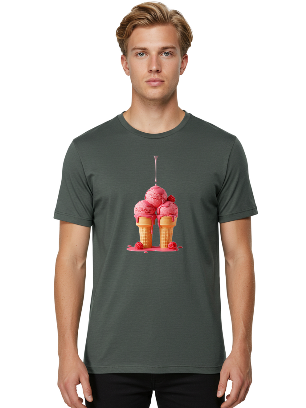 Raspberry-Ice-Cream Men'S Graphic Tee, 100% Cotton, Comfortable Casual Summer Wear, Machine Washable, Vintage Camera, Old Camera, Antique Camera, Black Camera, Classic Photography, Photography Equipment, Nostalgic Device, Film Camera, Baj745