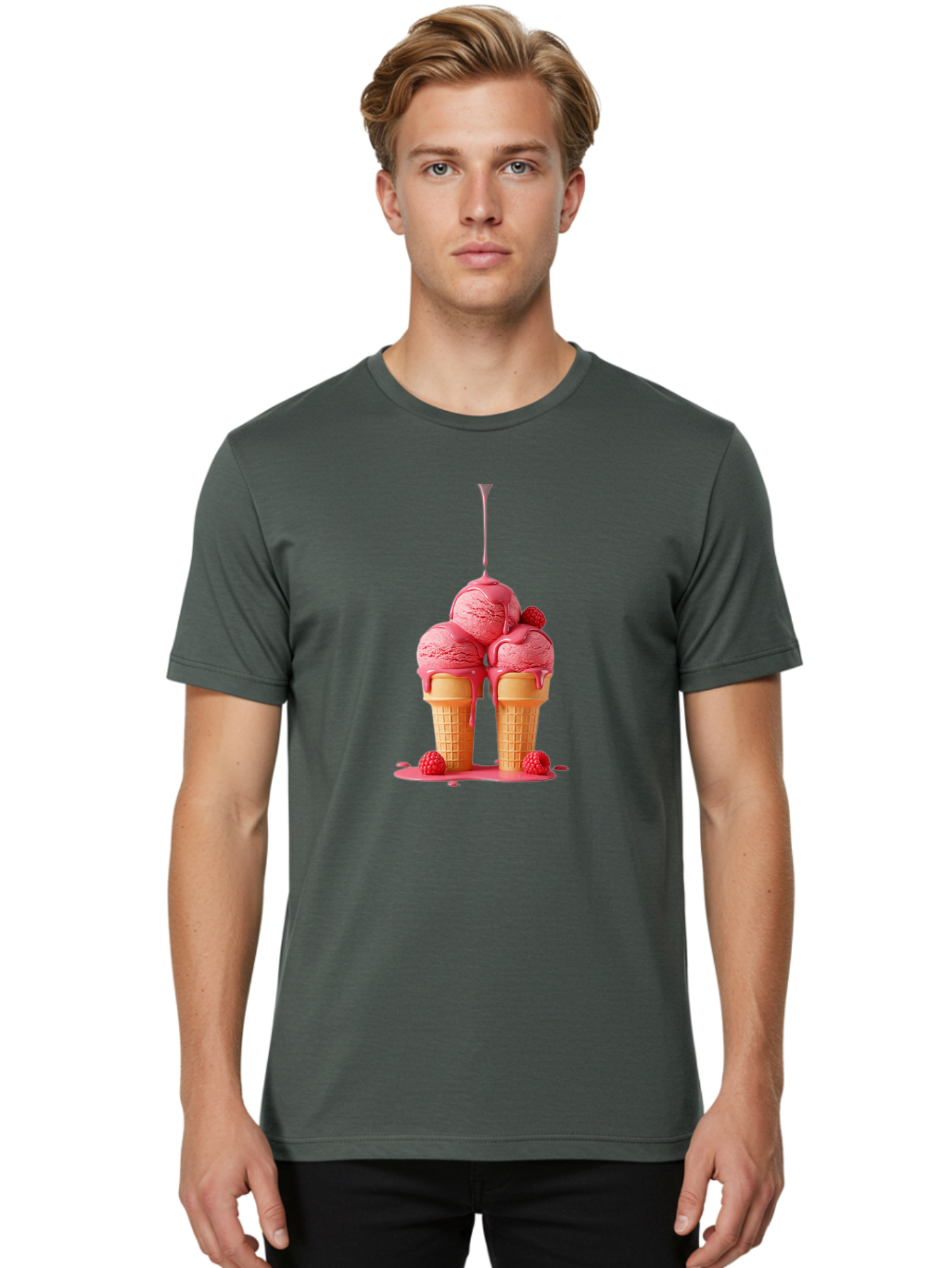 Raspberry-Ice-Cream Men'S Graphic Tee, 100% Cotton, Comfortable Casual Summer Wear, Machine Washable, Vintage Camera, Old Camera, Antique Camera, Black Camera, Classic Photography, Photography Equipment, Nostalgic Device, Film Camera, Baj745