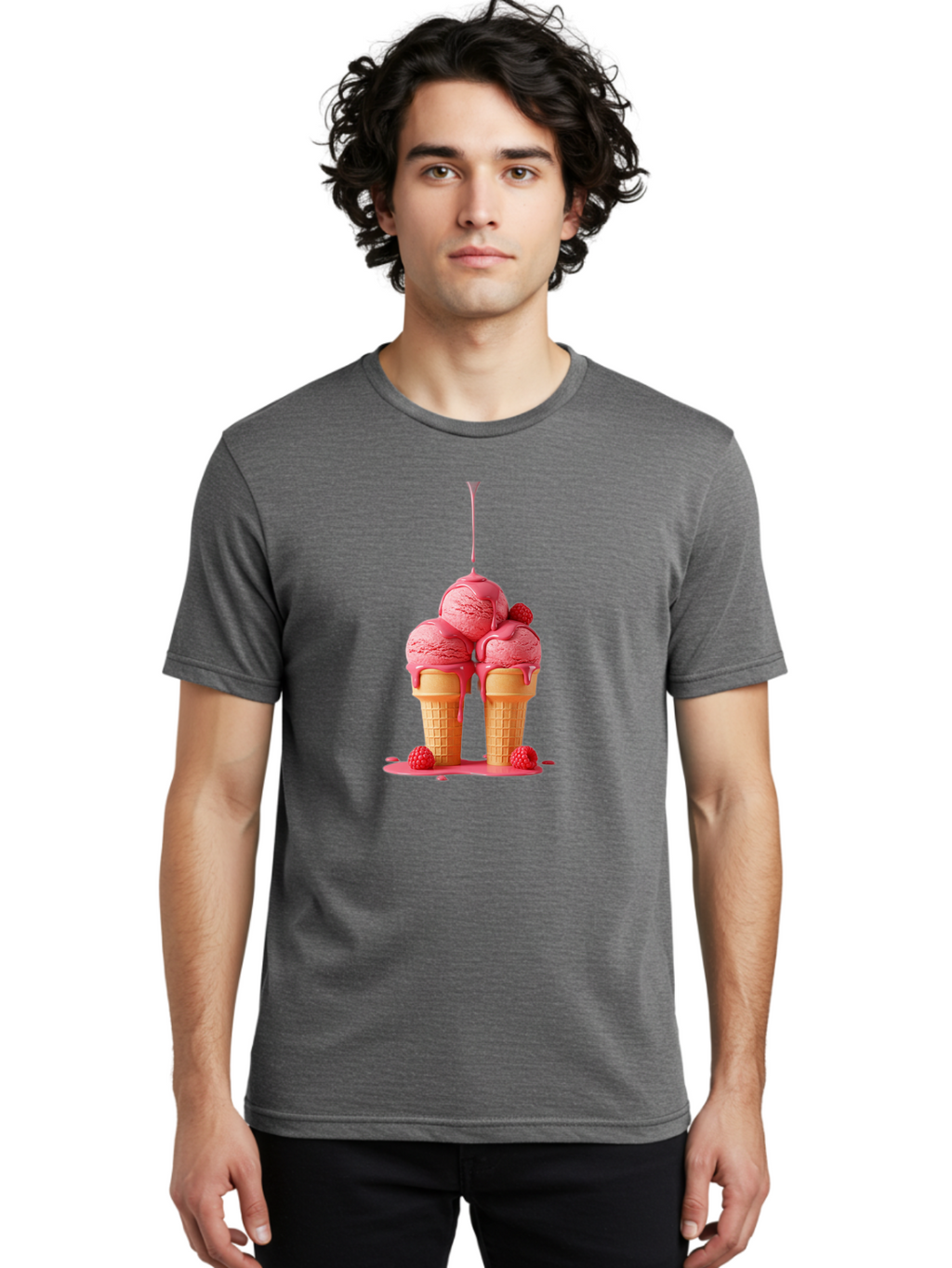Raspberry-Ice-Cream Men'S Graphic Tee, 100% Cotton, Comfortable Casual Summer Wear, Machine Washable, Vintage Camera, Old Camera, Antique Camera, Black Camera, Classic Photography, Photography Equipment, Nostalgic Device, Film Camera, Baj745