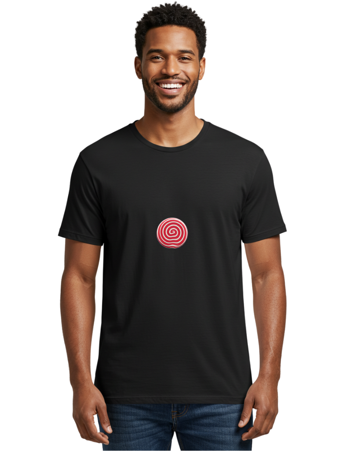 Red-And-White-Swirl-Lollipop Men'S Graphic Tee, 100% Cotton, Comfortable Casual Summer Wear, Machine Washable, Vintage Camera, Old Camera, Antique Camera, Black Camera, Classic Photography, Photography Equipment, Nostalgic Device, Film Camera, Baj747