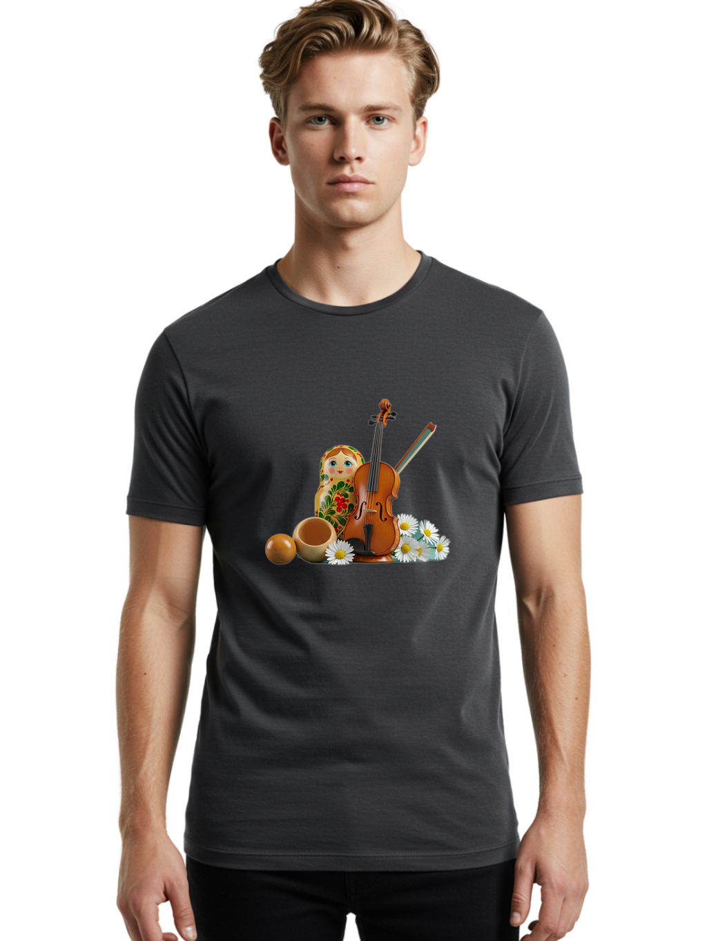 Russian-Doll-Violin Men'S Graphic Tee, 100% Cotton, Comfortable Casual Summer Wear, Machine Washable, Vintage Camera, Old Camera, Antique Camera, Black Camera, Classic Photography, Photography Equipment, Nostalgic Device, Film Camera, Baj751
