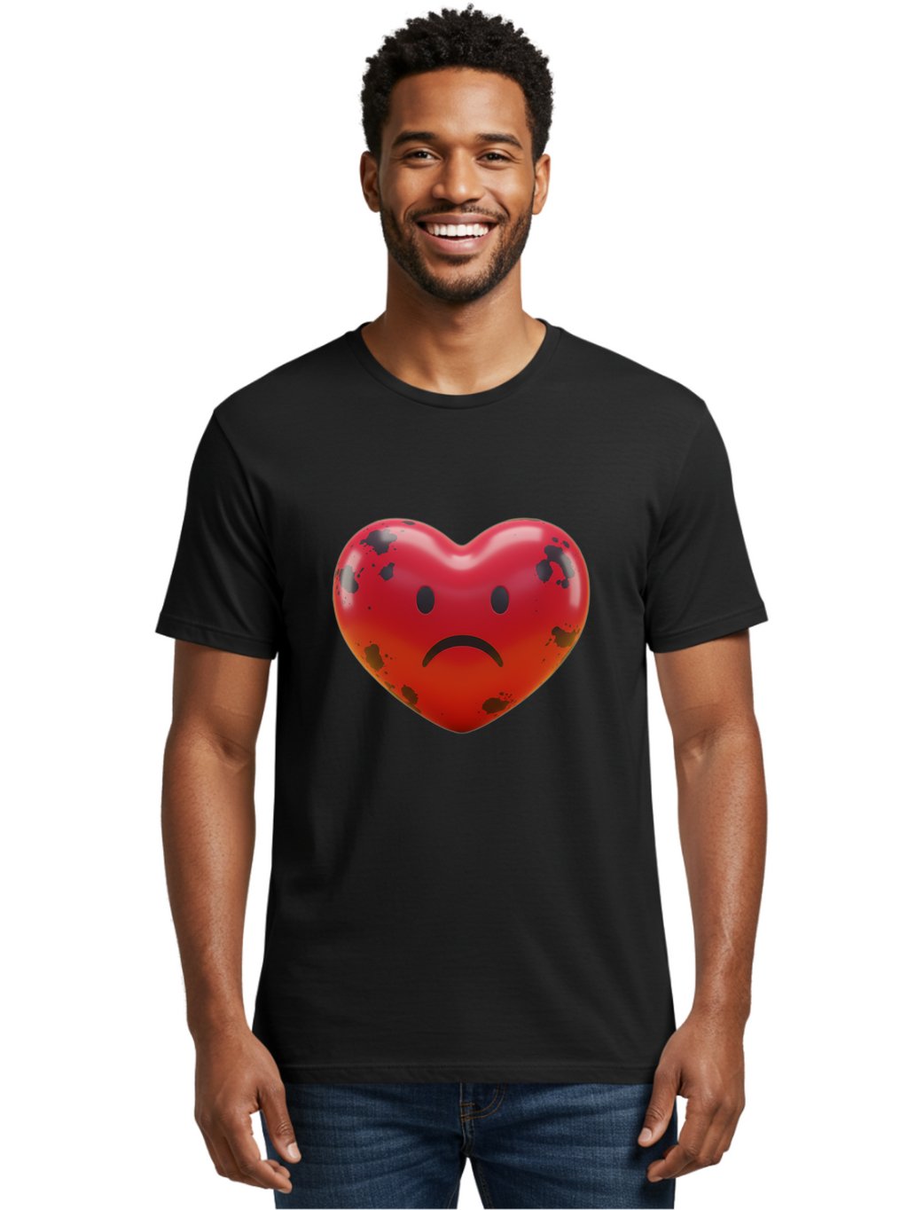 Sad-Red-Heart Men'S Graphic Tee, 100% Cotton, Comfortable Casual Summer Wear, Machine Washable, Vintage Camera, Old Camera, Antique Camera, Black Camera, Classic Photography, Photography Equipment, Nostalgic Device, Film Camera, Camera Art Baj752