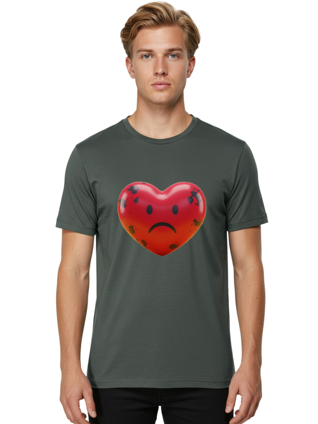 Sad-Red-Heart Men'S Graphic Tee, 100% Cotton, Comfortable Casual Summer Wear, Machine Washable, Vintage Camera, Old Camera, Antique Camera, Black Camera, Classic Photography, Photography Equipment, Nostalgic Device, Film Camera, Camera Art Baj752