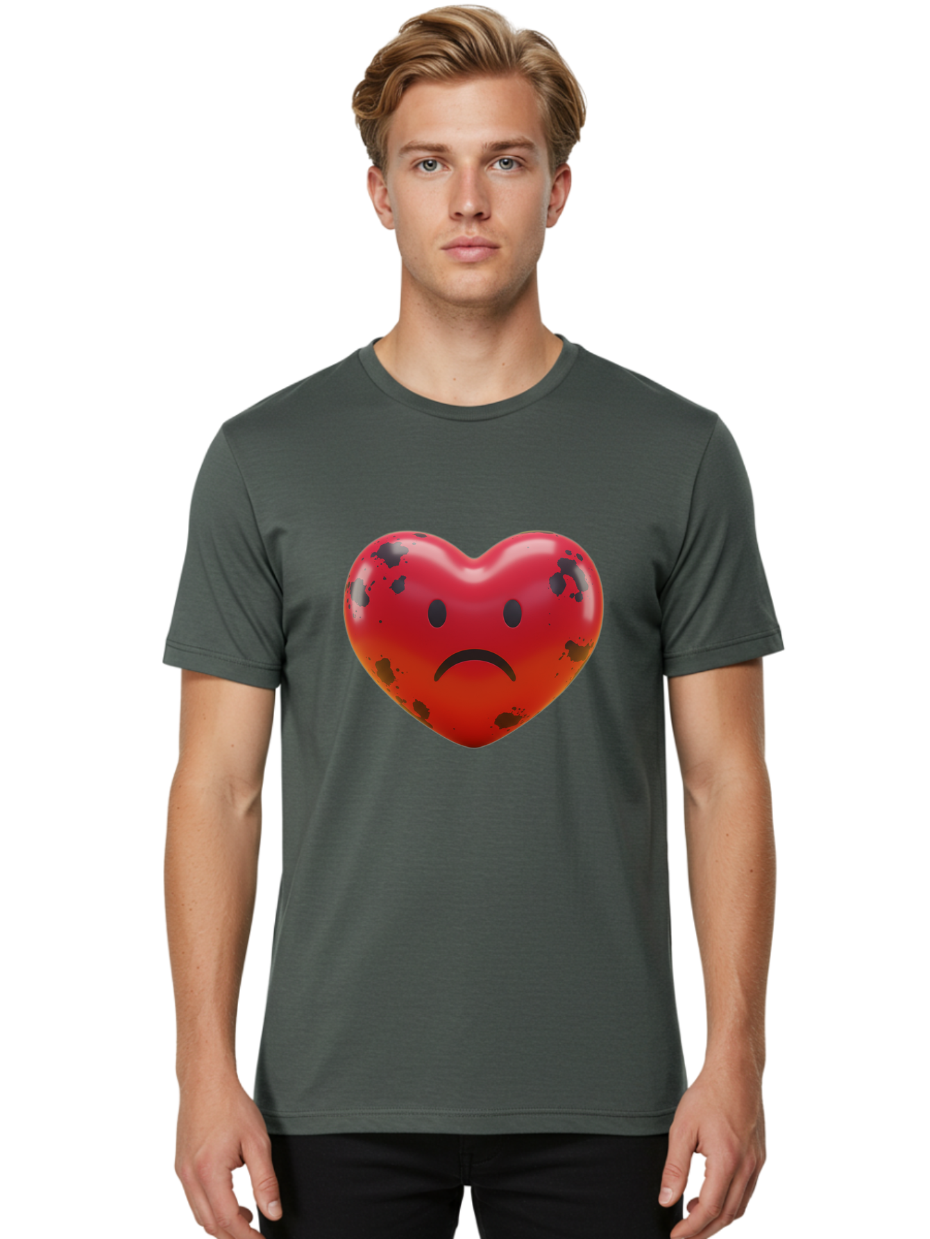 Sad-Red-Heart Men'S Graphic Tee, 100% Cotton, Comfortable Casual Summer Wear, Machine Washable, Vintage Camera, Old Camera, Antique Camera, Black Camera, Classic Photography, Photography Equipment, Nostalgic Device, Film Camera, Camera Art Baj752