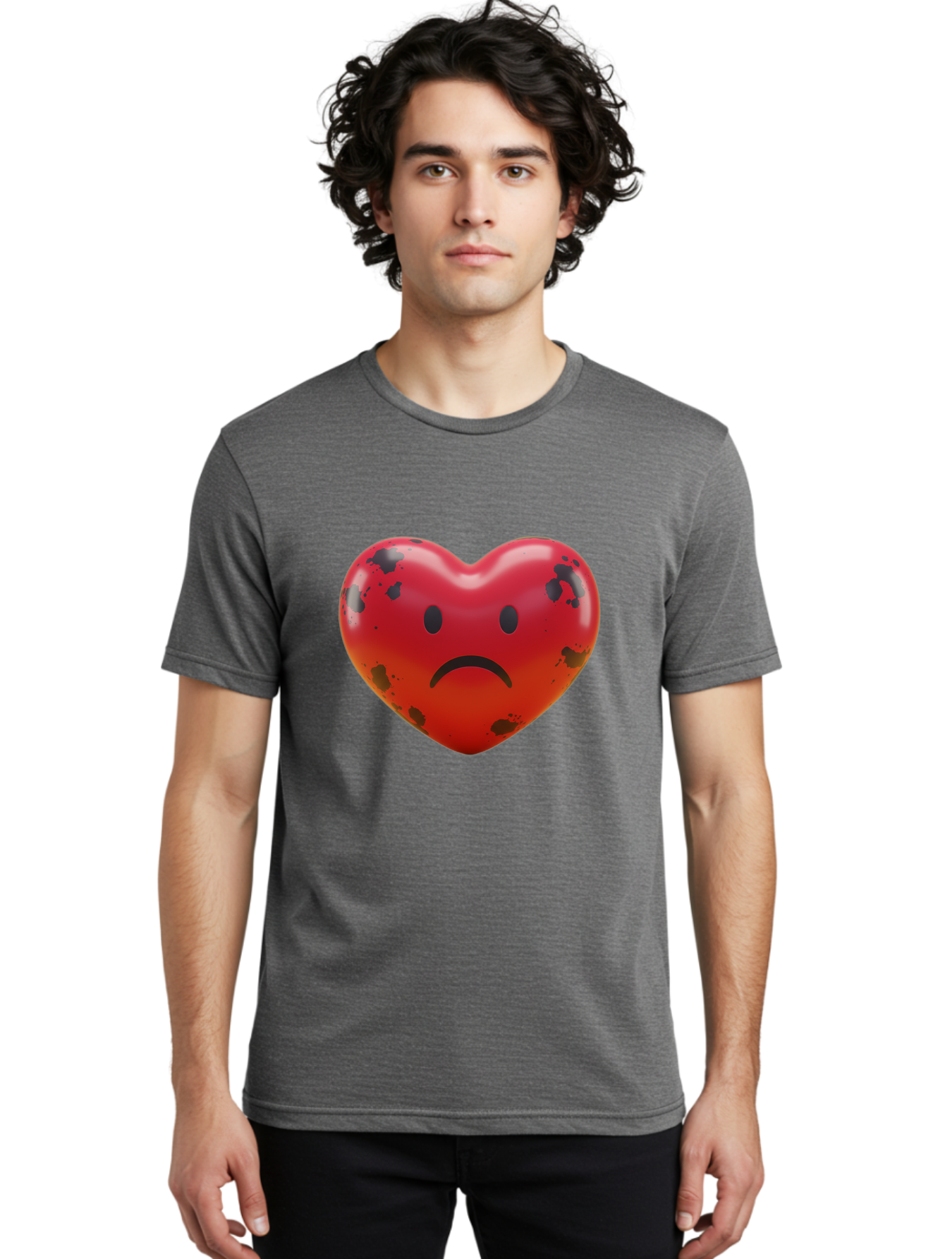 Sad-Red-Heart Men'S Graphic Tee, 100% Cotton, Comfortable Casual Summer Wear, Machine Washable, Vintage Camera, Old Camera, Antique Camera, Black Camera, Classic Photography, Photography Equipment, Nostalgic Device, Film Camera, Camera Art Baj752