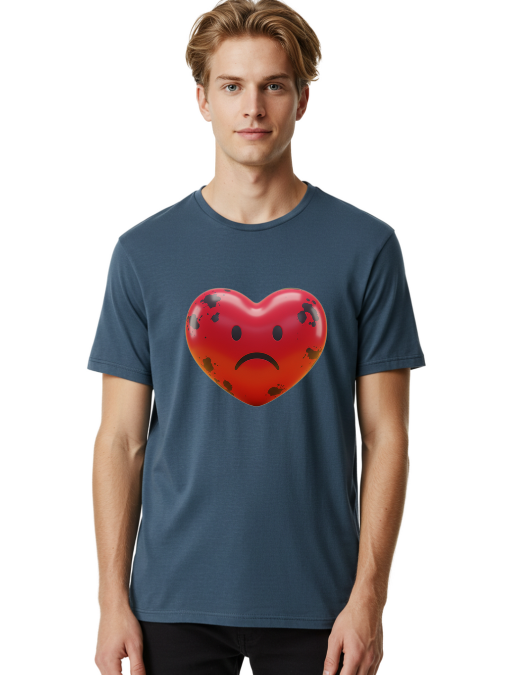 Sad-Red-Heart Men'S Graphic Tee, 100% Cotton, Comfortable Casual Summer Wear, Machine Washable, Vintage Camera, Old Camera, Antique Camera, Black Camera, Classic Photography, Photography Equipment, Nostalgic Device, Film Camera, Camera Art Baj752