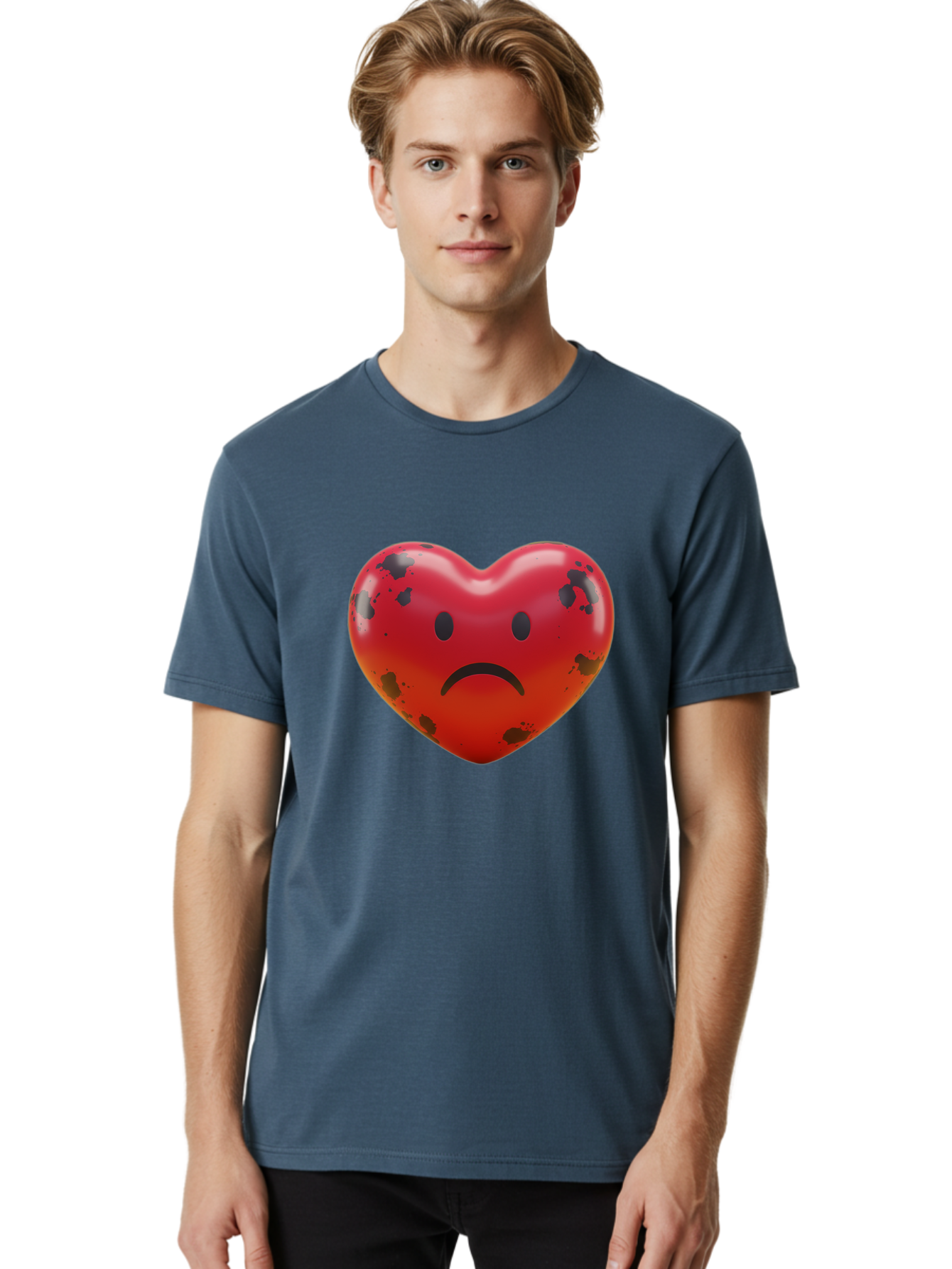 Sad-Red-Heart Men'S Graphic Tee, 100% Cotton, Comfortable Casual Summer Wear, Machine Washable, Vintage Camera, Old Camera, Antique Camera, Black Camera, Classic Photography, Photography Equipment, Nostalgic Device, Film Camera, Camera Art Baj752