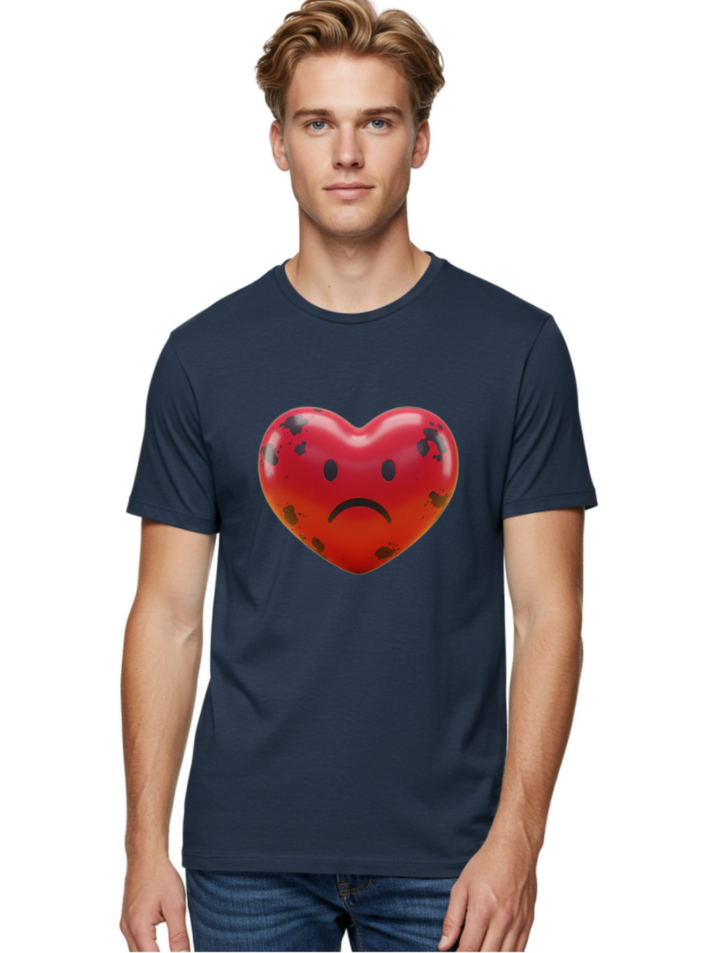 Sad-Red-Heart Men'S Graphic Tee, 100% Cotton, Comfortable Casual Summer Wear, Machine Washable, Vintage Camera, Old Camera, Antique Camera, Black Camera, Classic Photography, Photography Equipment, Nostalgic Device, Film Camera, Camera Art Baj752