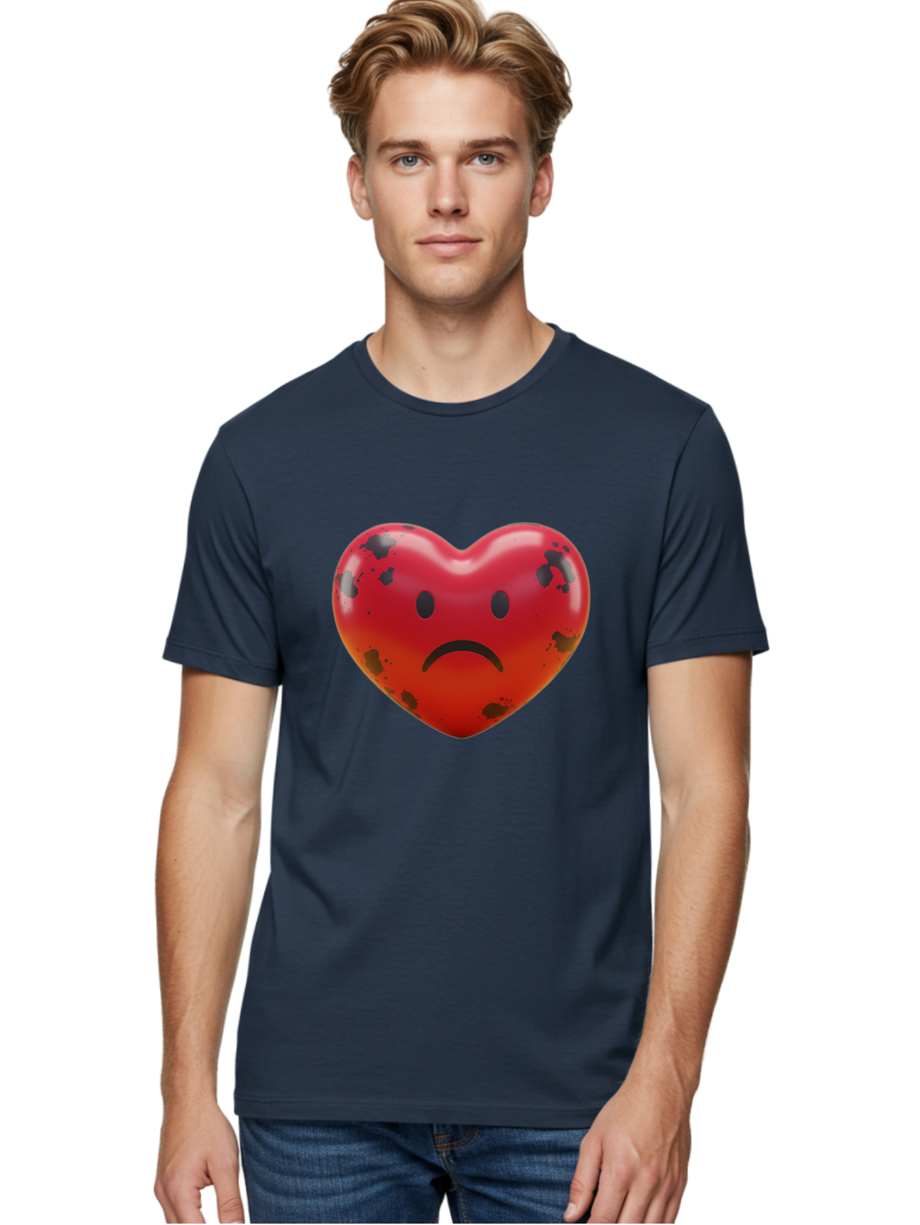 Sad-Red-Heart Men'S Graphic Tee, 100% Cotton, Comfortable Casual Summer Wear, Machine Washable, Vintage Camera, Old Camera, Antique Camera, Black Camera, Classic Photography, Photography Equipment, Nostalgic Device, Film Camera, Camera Art Baj752